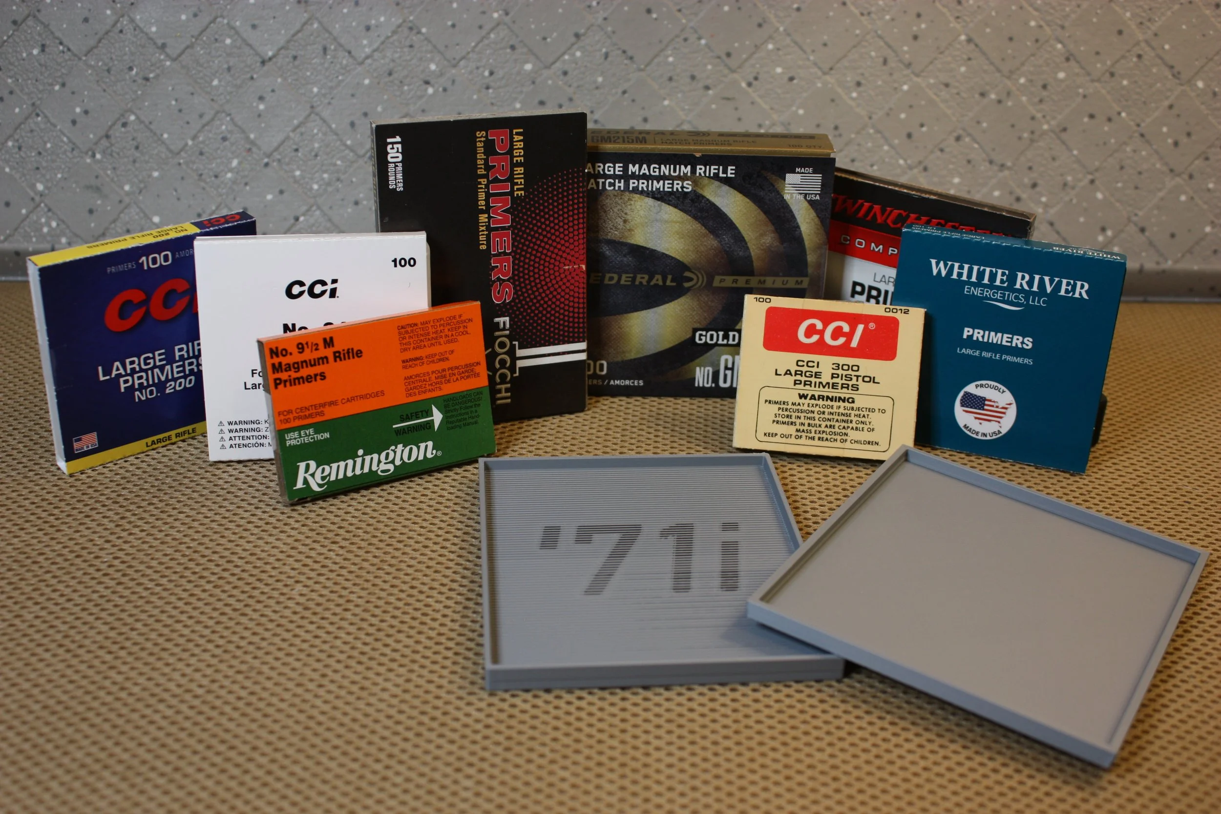 Primer flip tray from 71 Innovation fits all common primer sleeve sizes