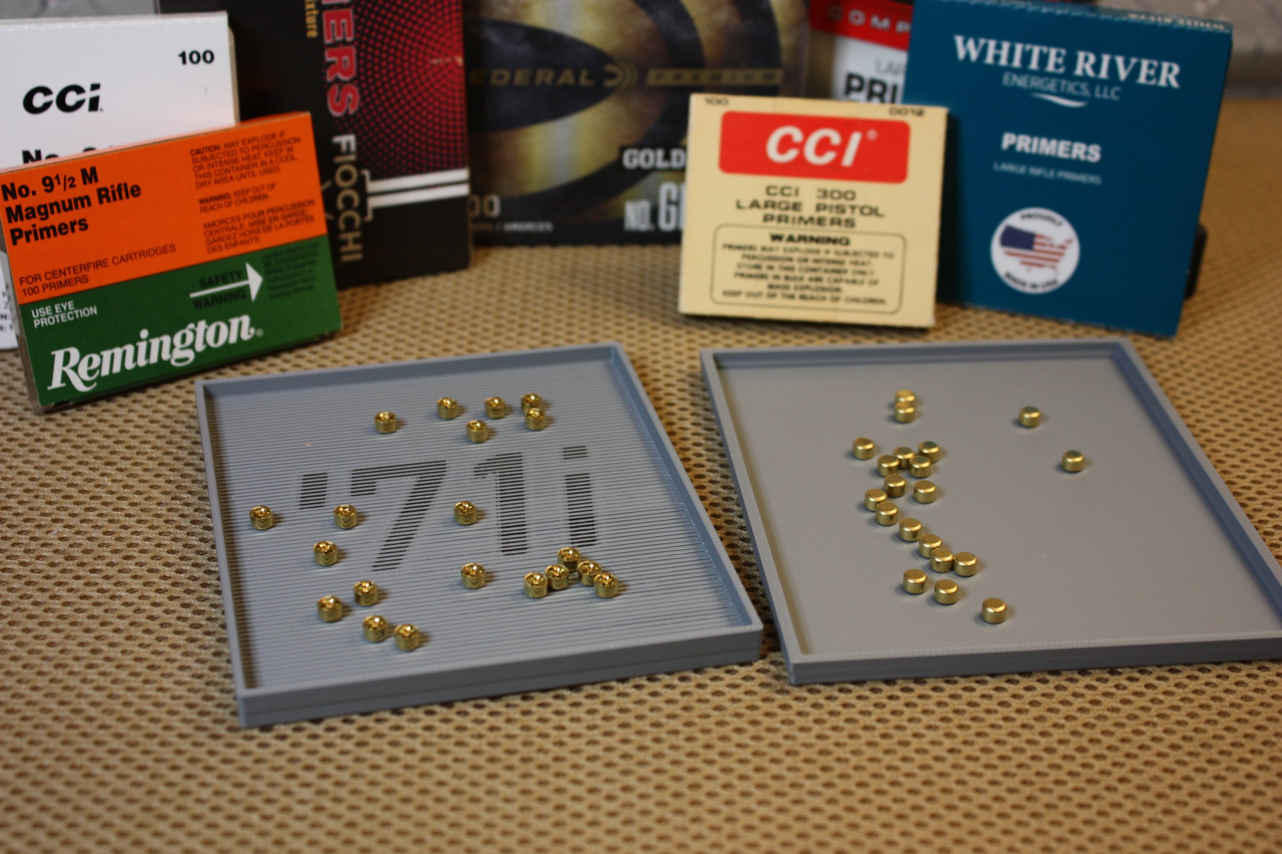 Primer flip tray from 71 Innovation fits all common primer sleeve sizes