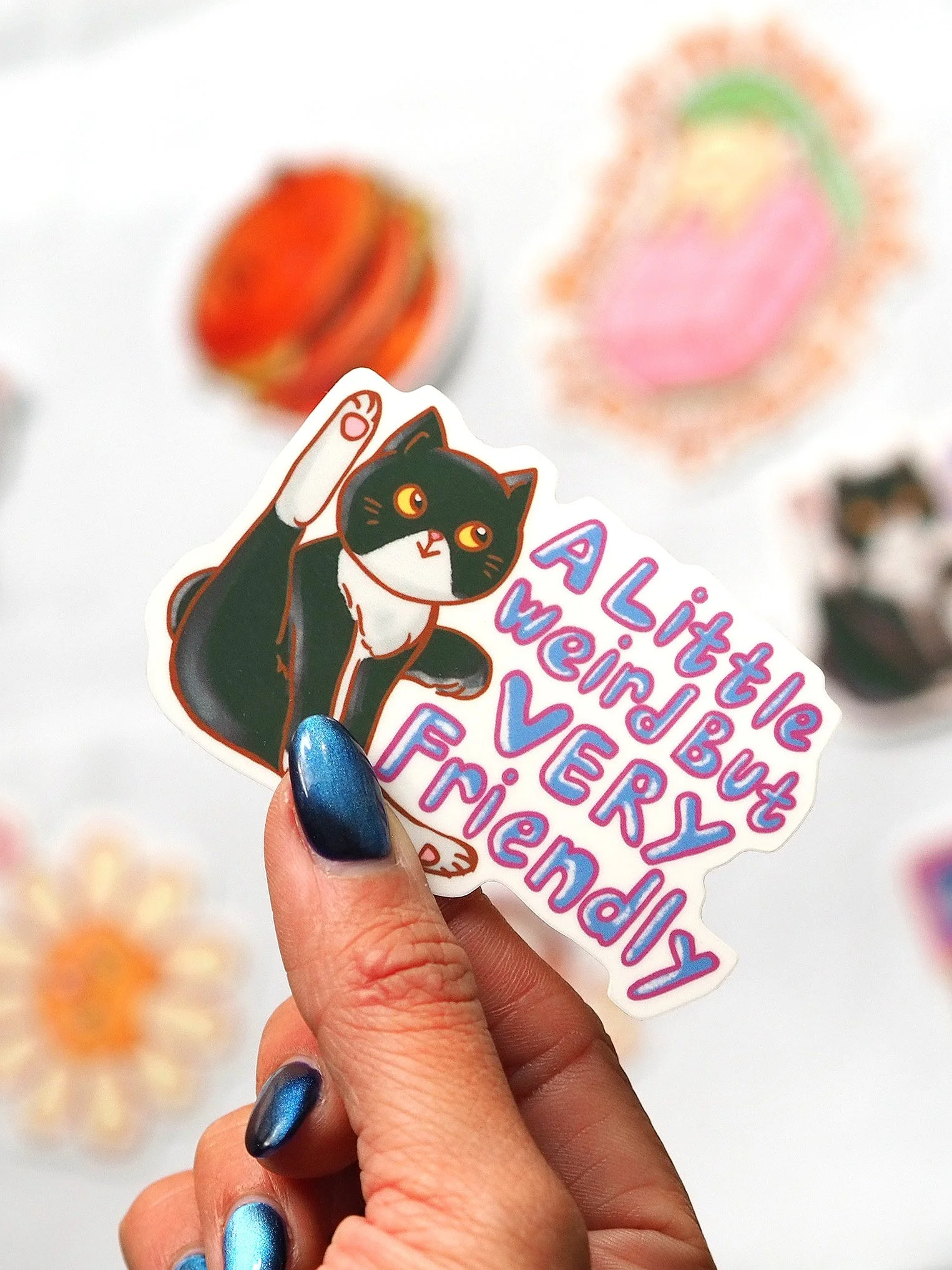 Weird But Friendly Cat Vinyl Sticker