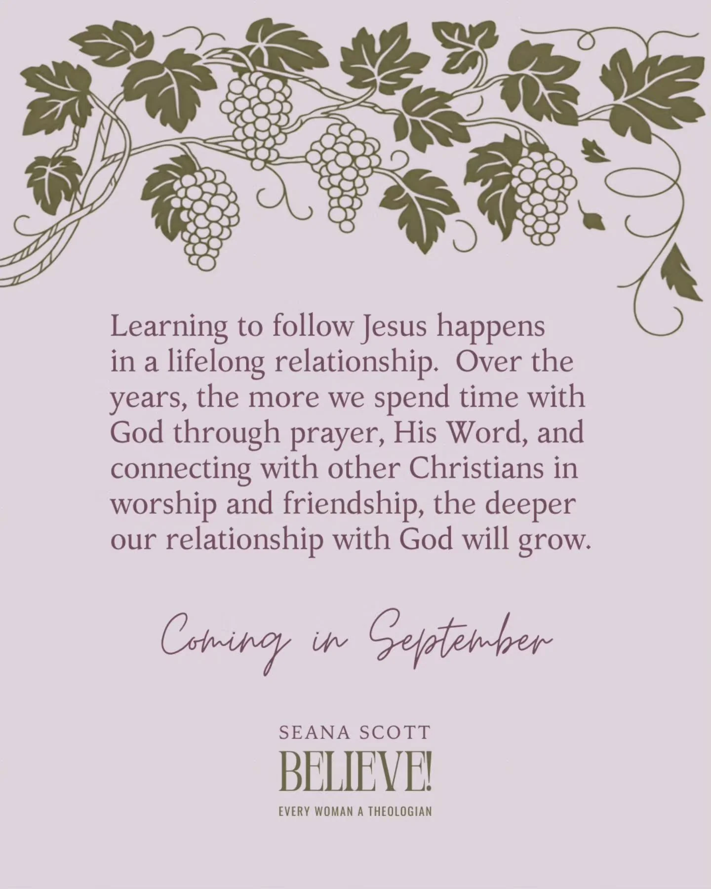 When we come to faith, we come to learn.

And learning who God is and how to walk in relationship with the Spirit---is found in His Word and in community with other Christ followers (the local church).

Coming this September, I'm bringing to you a st