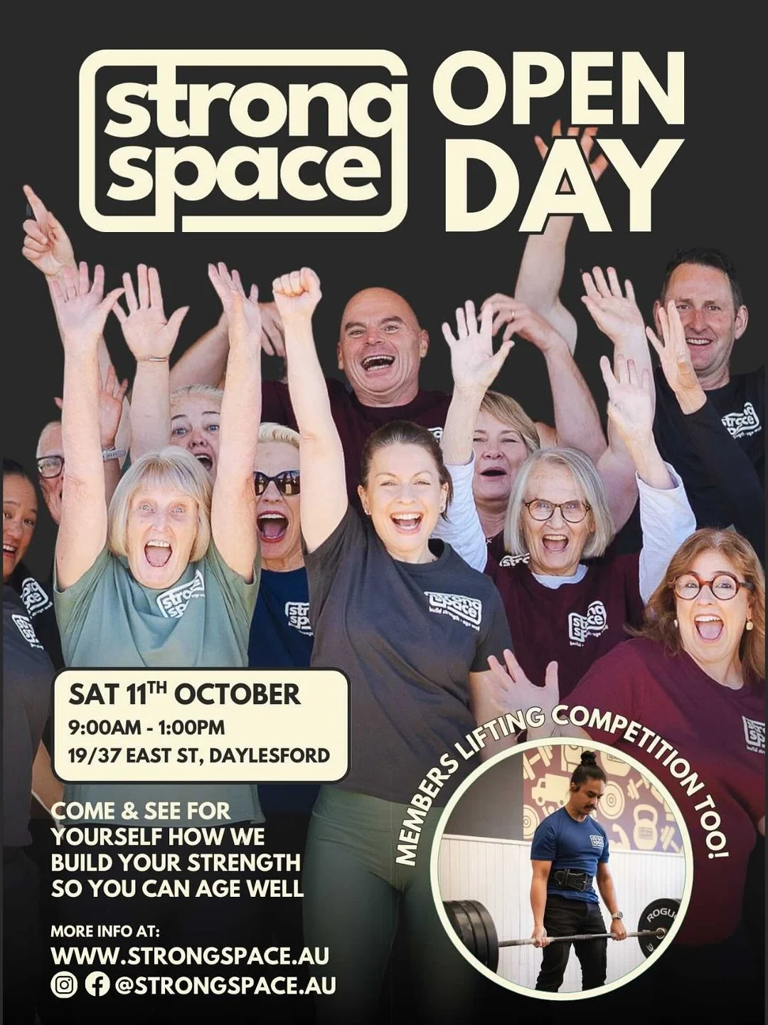 🚨 IT&rsquo;S HAPPENING TOMORROW! 🚨
Our Annual Open Day + In-House Lifting Comp is finally here! 🏋️&zwj;♀️💪🏼

✨ ONE DAY ONLY &mdash; 20% OFF all 12-week memberships! ✨

Swipe 👉 for all the event details&hellip;

Come hang out with us and:
🔥 Che