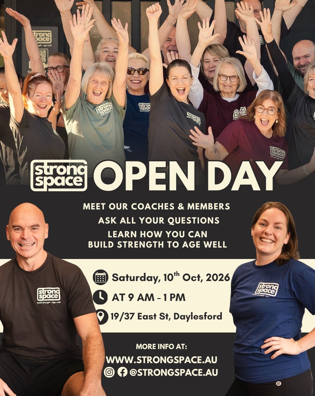 💪 STRONG SPACE OPEN DAY 2026! 🎉

It&rsquo;s one of the days we &mdash; and our members &mdash; look forward to every year!

Come along and see what Strong Space is all about on Saturday 10 October, 9am&ndash;1pm.

🏋️&zwj;♀️ IN-HOUSE LIFTING COMPET