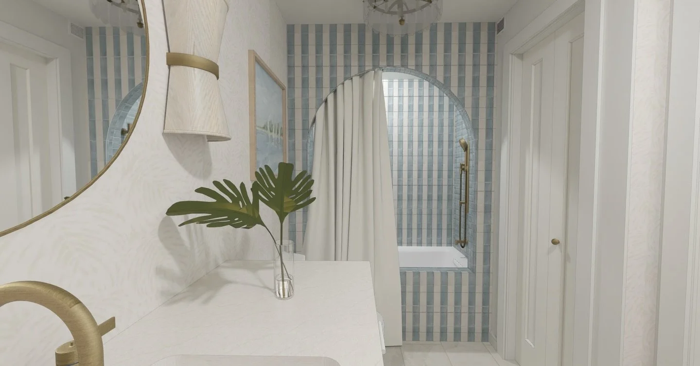 This Bradenton Beach condo is getting the glow up it deserves. ✨ 

Today we had the Construction Detailed Design Presentation for the areas that need renovated and this stunner had us all swooning. We love a good coastal bathroom!

Now we wait for th