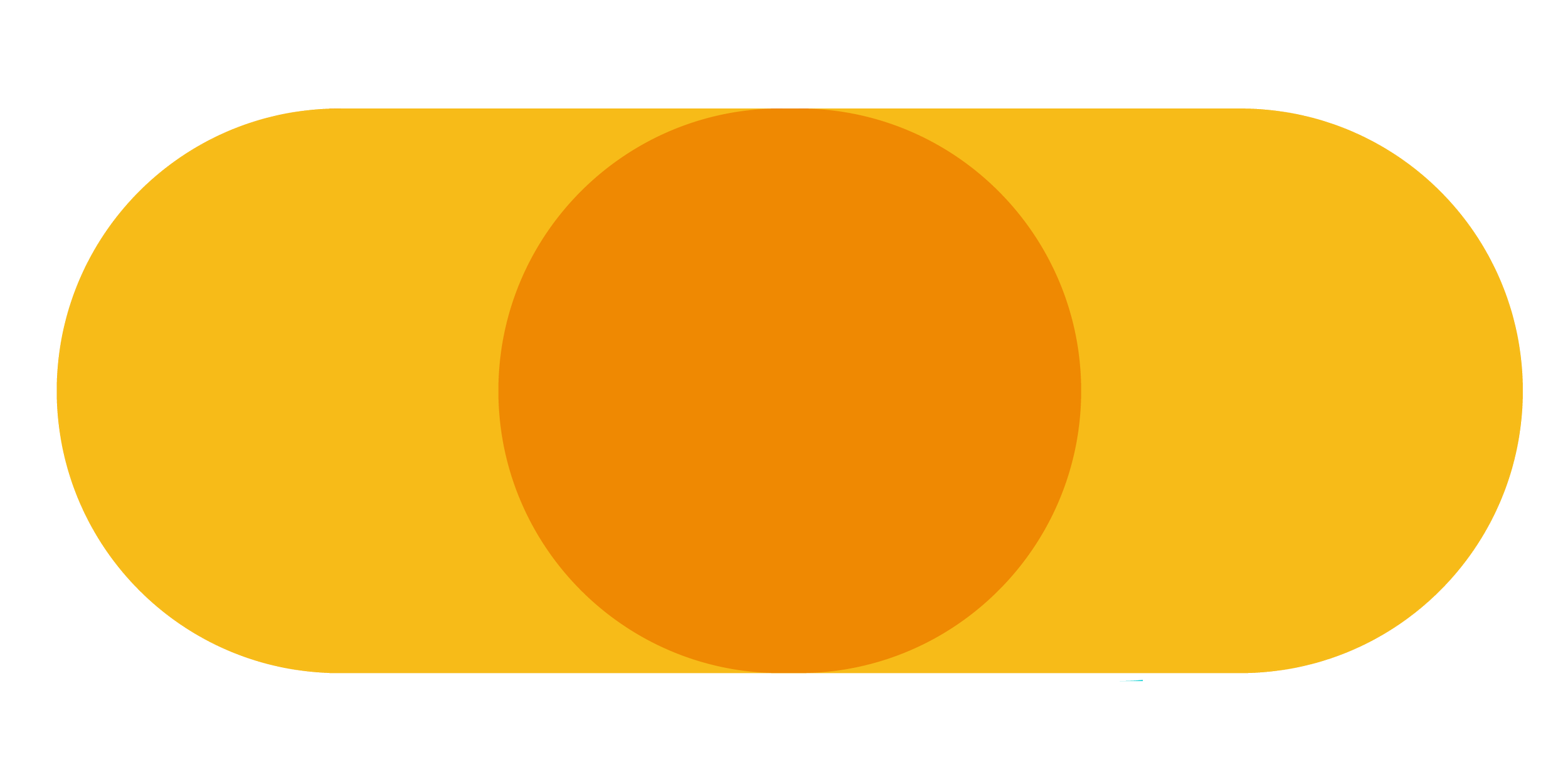 Creative logo with a central orange circle flanked by two yellow rounded shapes, forming an abstract design.