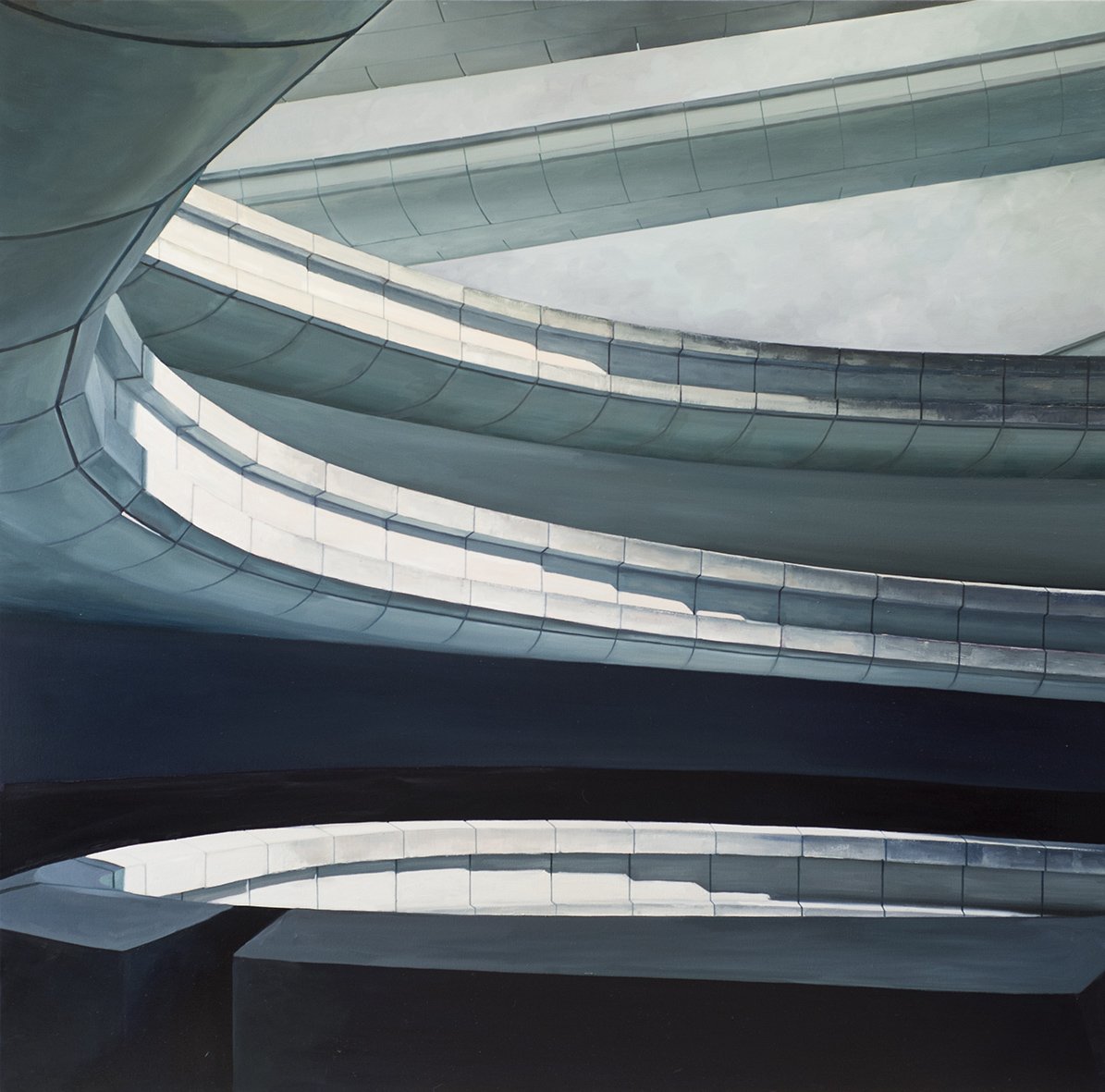 CDG terminal 2, 2018, oil on canvas, 150 x 150cm. Private collection