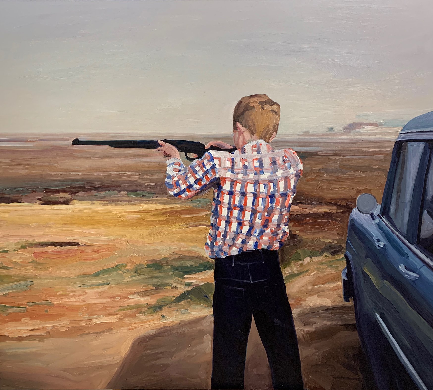 Red, white, and blue 2023, oil on canvas, 145 x 120 cm. Private collection