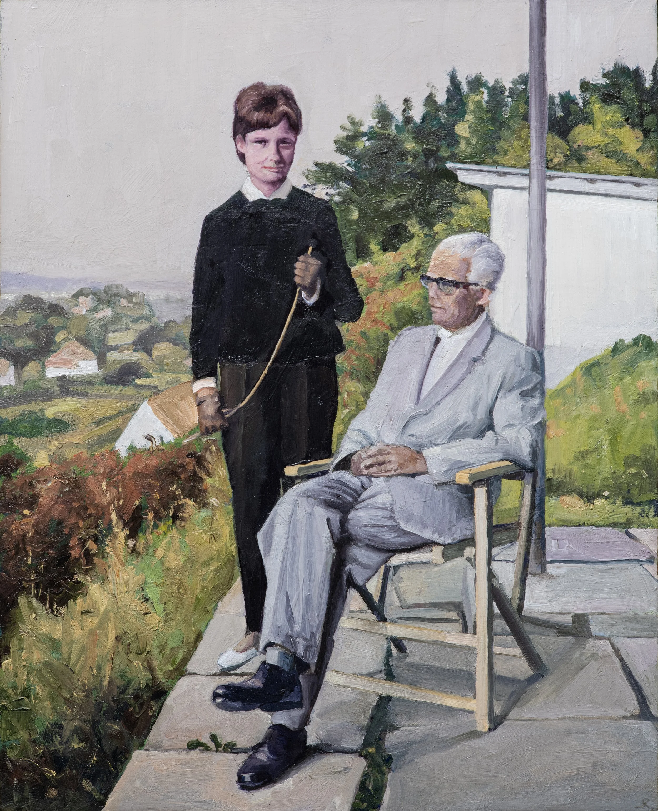 The architect and his daughter  2025, oil on board, 50 x 40 cm.
