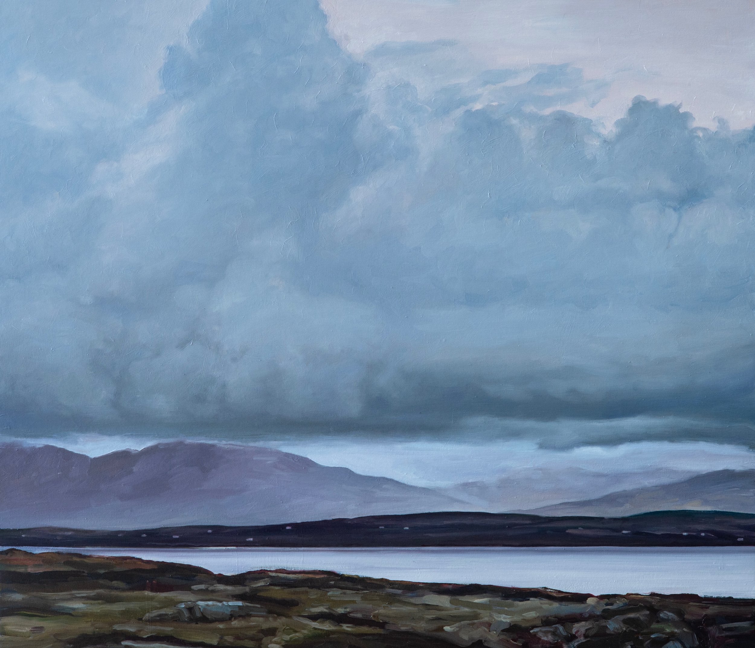 The Caha Mountains from Castlecove, county Kerry 2024, oil on canvas, 107 x 92 cm.