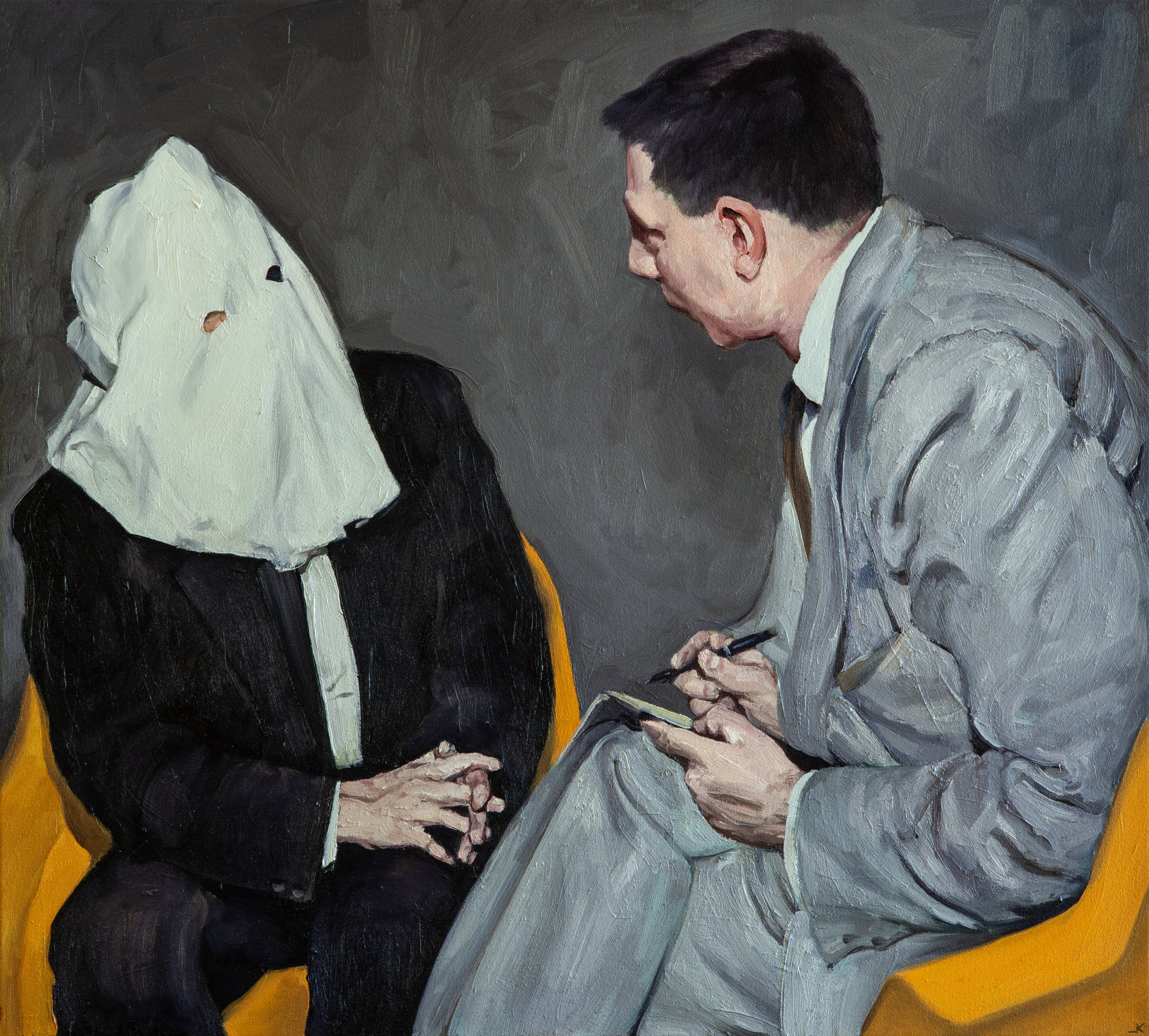 The interview 2024, oil on canvas, 65 x 52 cm