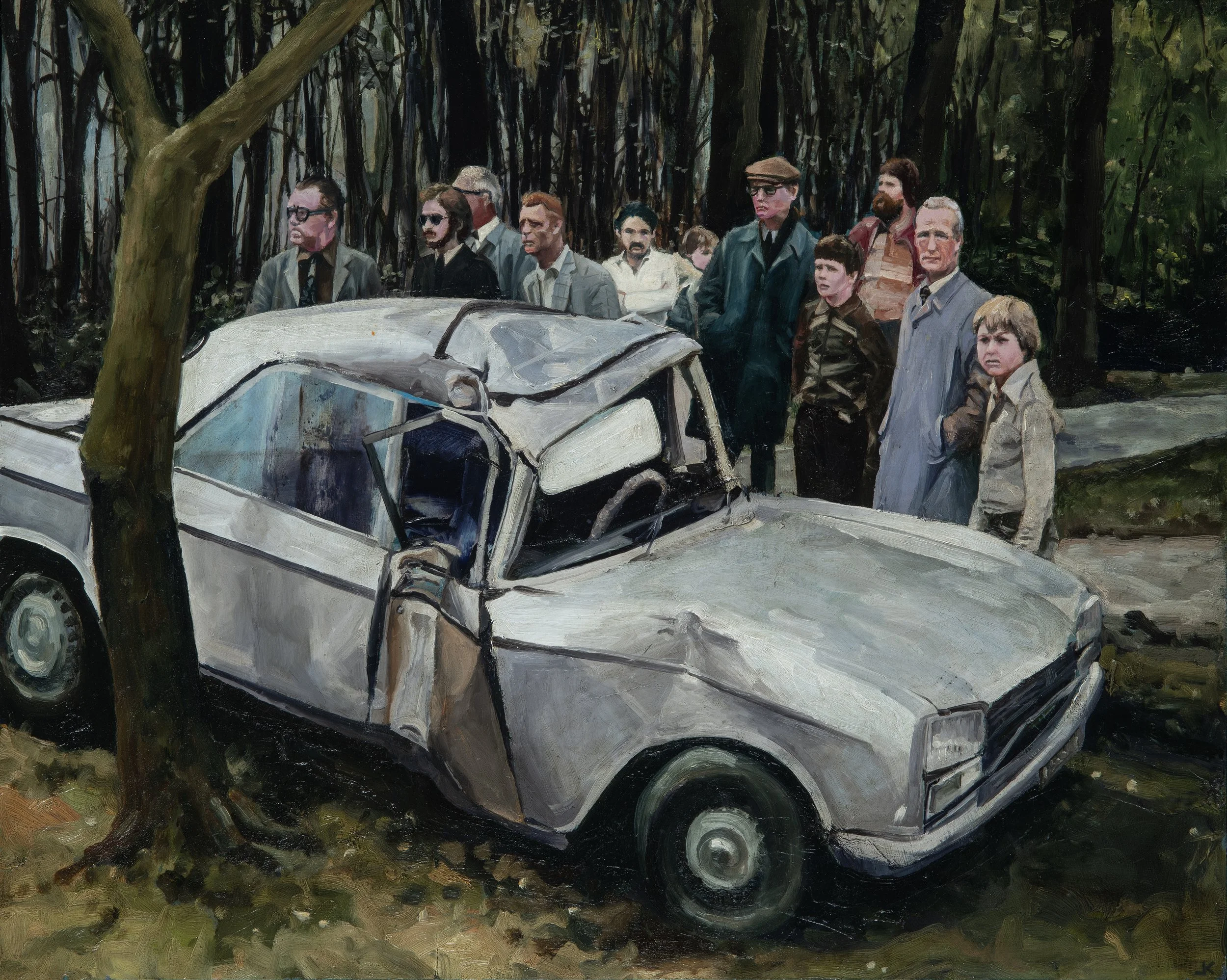 The gathering 2026, oil on board, 50 x 45 cm.
