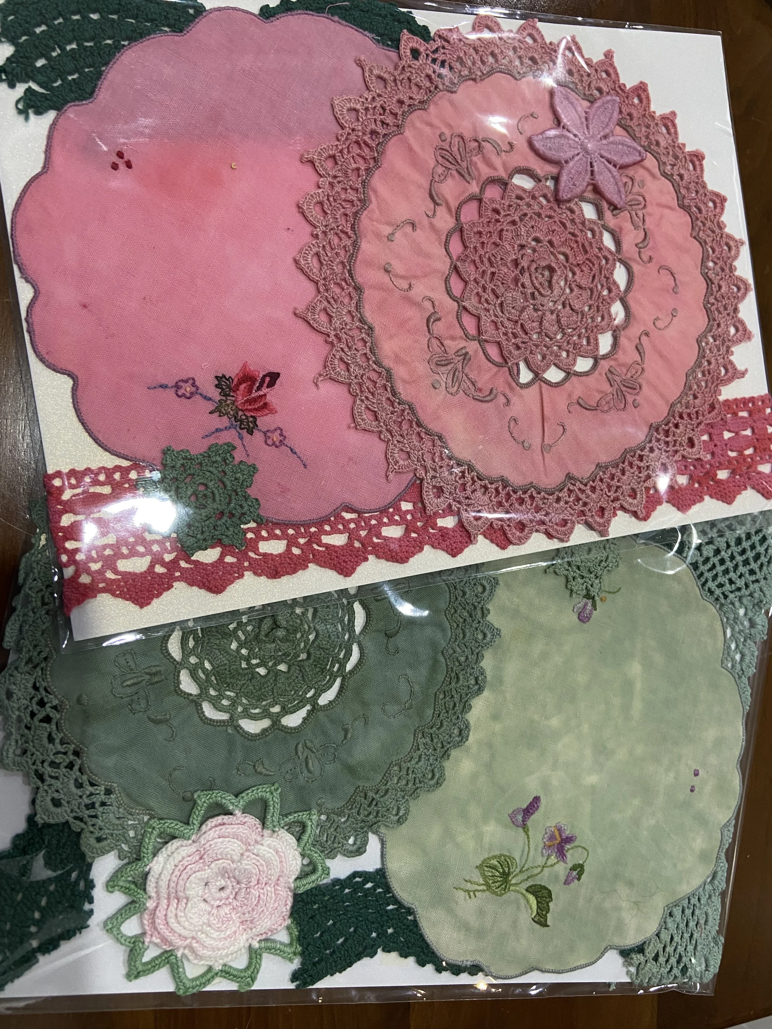 Hand dyed doily two piece pack