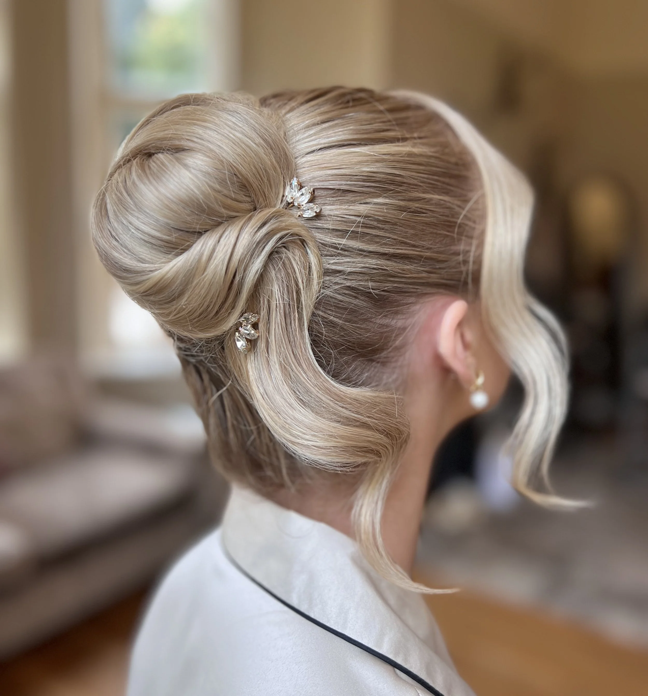 Bridal blond hair up-do