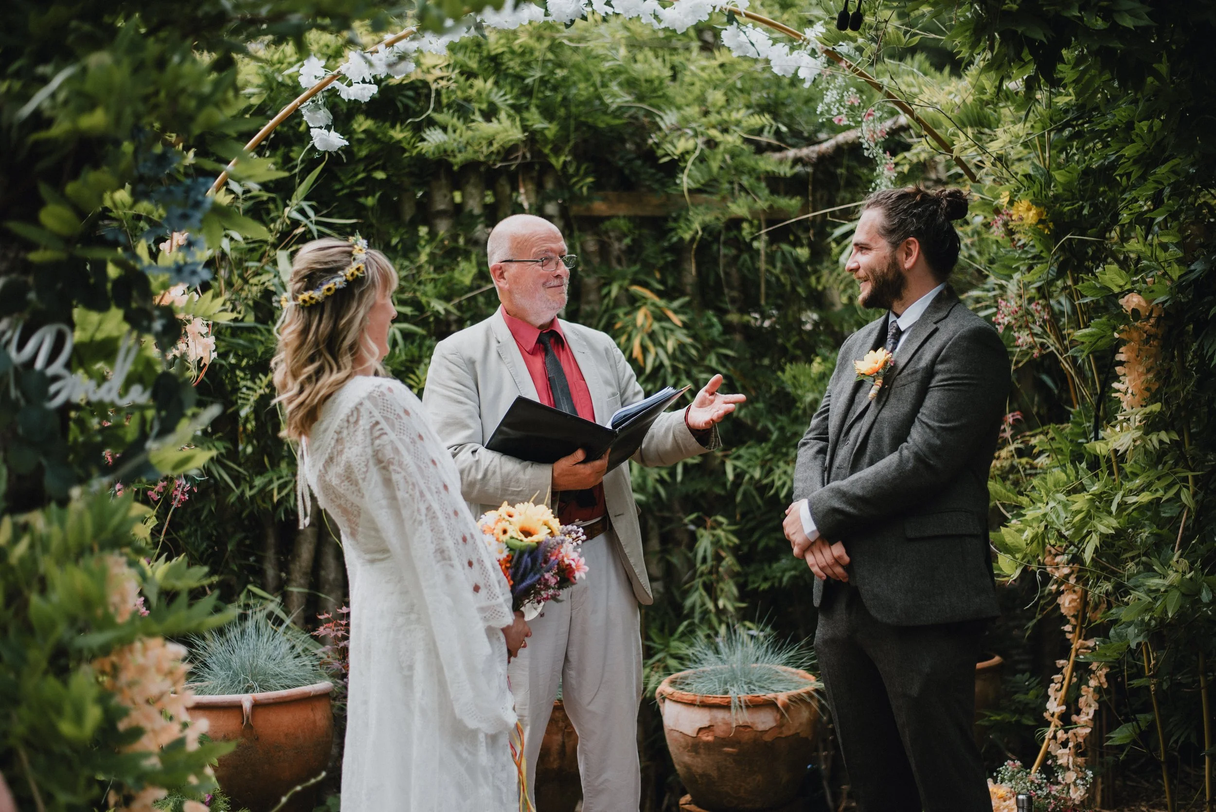 Bohemian outdoor wedding ceremony