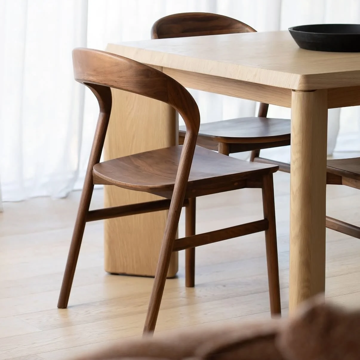 The Tempo Chair, now in walnut.
Mixing timbers, made effortless.