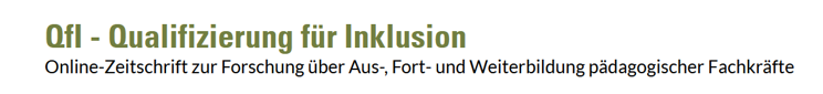 Überschrift: 'Qualifizierung für Inklusion' mit Untertitel über eine Online-Zeitschrift für pädagogische Fachkräfte.