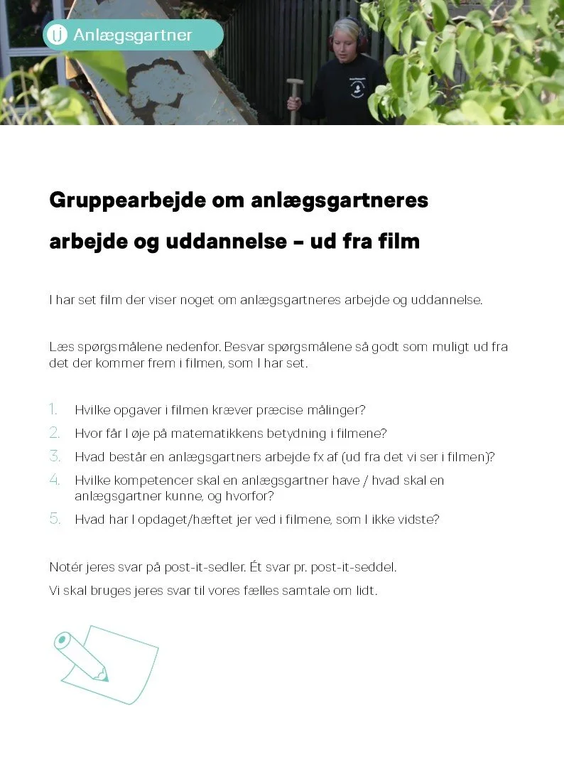 Skema med elev spørgsmål til film