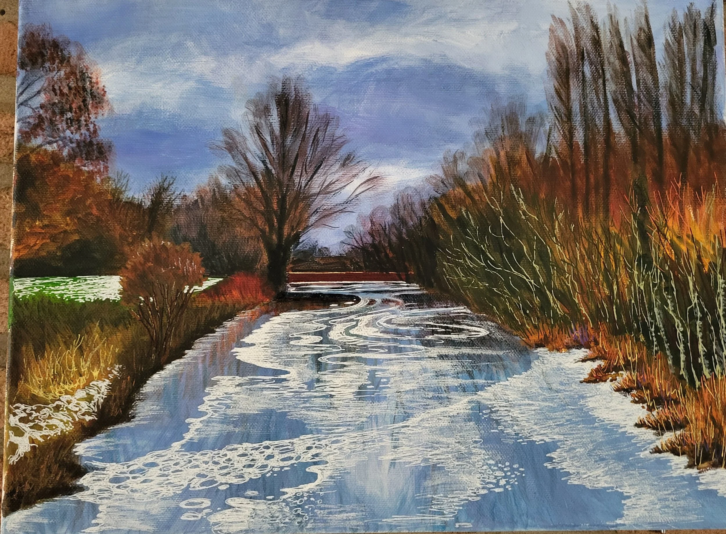 Winter park, Laeken. Acrylic and mixed media on canvas