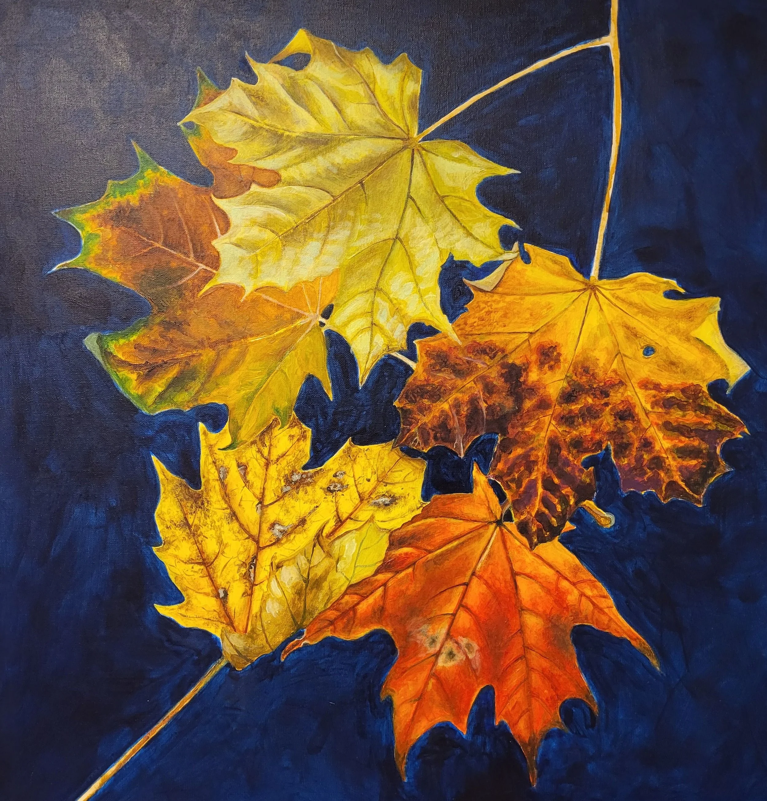 Autumn leaves, BE. Acrylic on canvas 60 x 60 cm