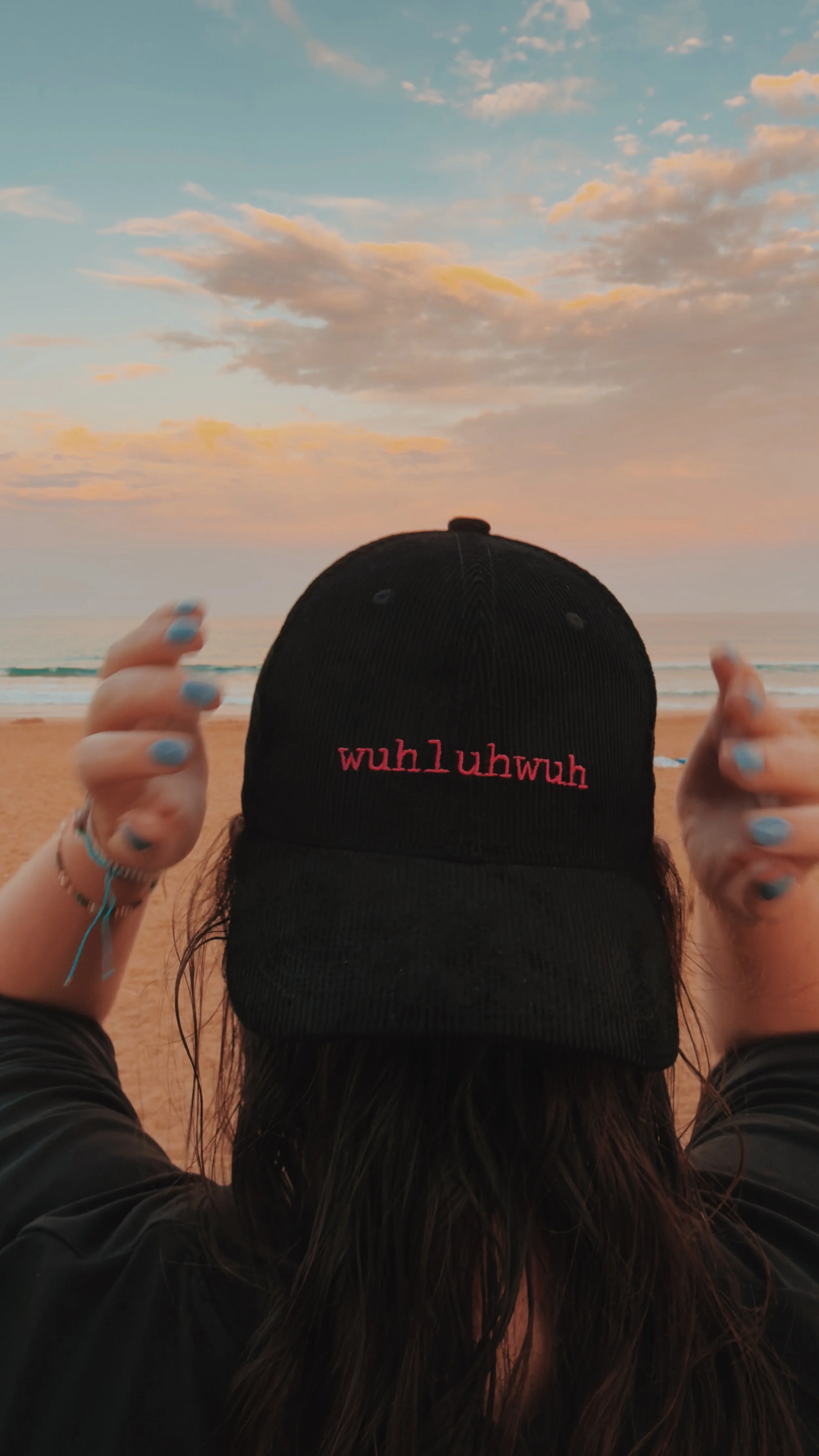 'Wuhluhwuh' Black Corduroy Cap