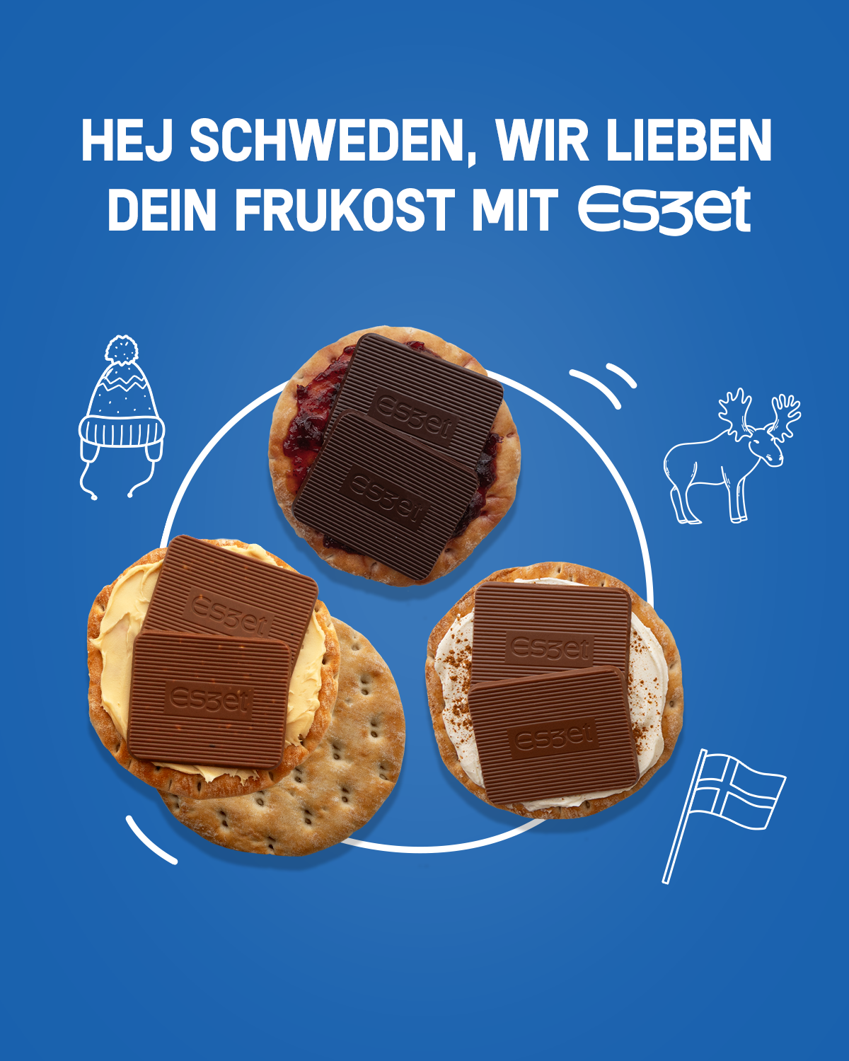 Eszet Schokolade International. Schweden Soft Bröd Frukost mit Eszet Schokolade für süßen Frühstücksgenuss.
