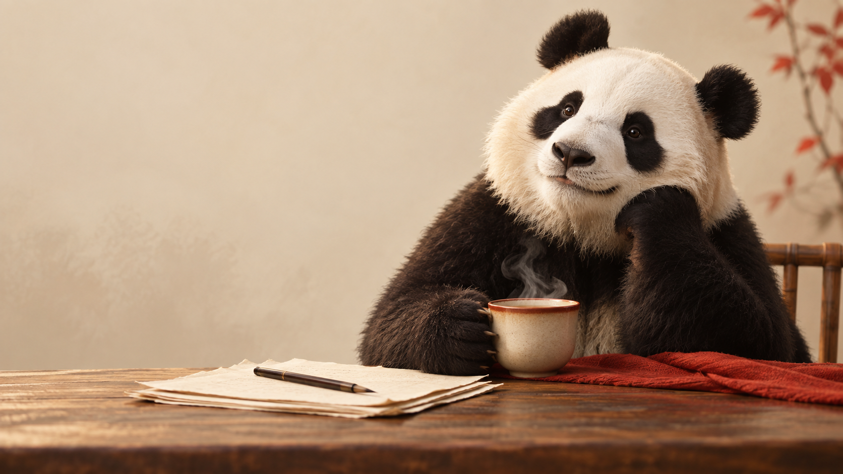 The Panda pauses over a cup of chai and fresh pages for the latest stories