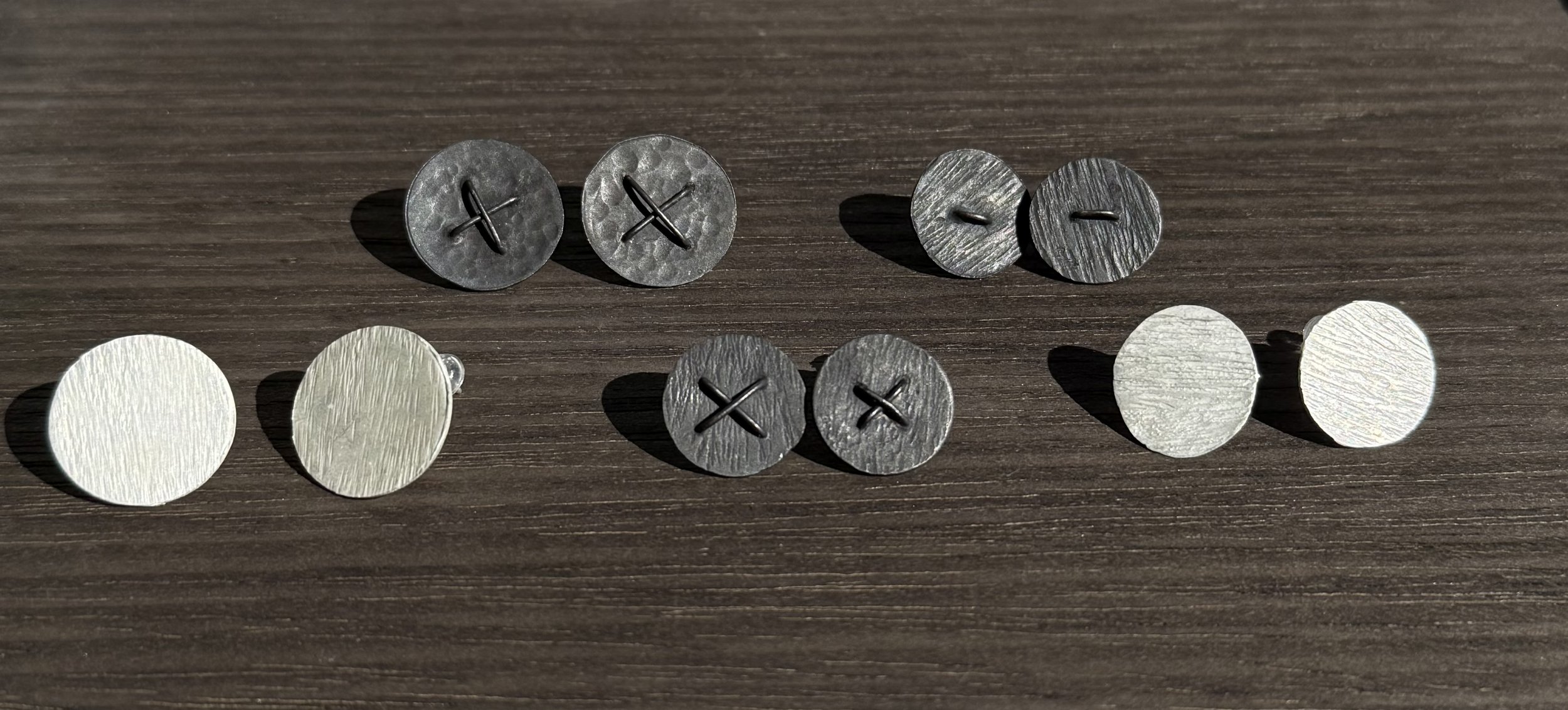 Button Earrings B/W
