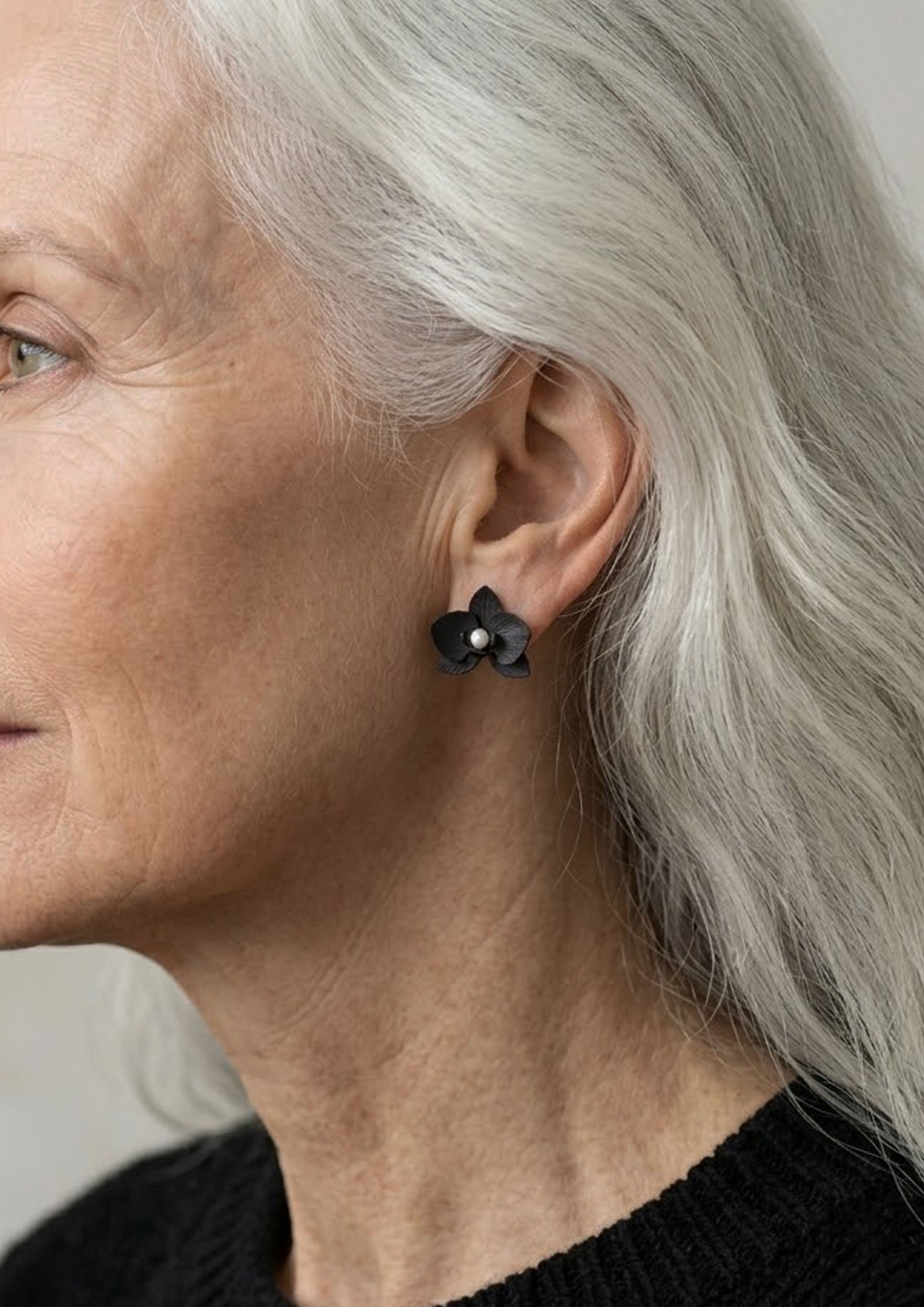 Orchid Earrings- Oxidised Black