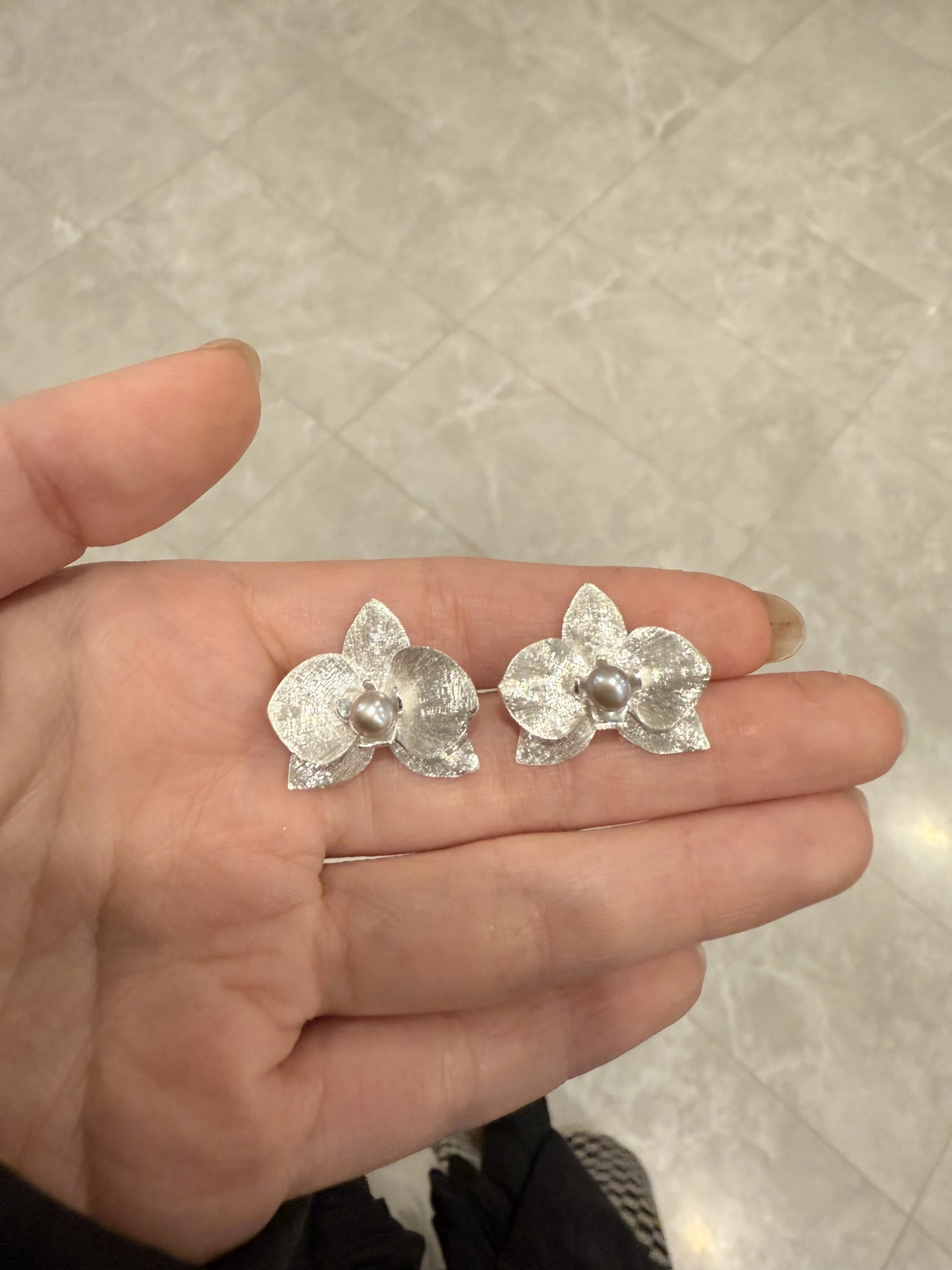 Orchid  Engraved Earrings