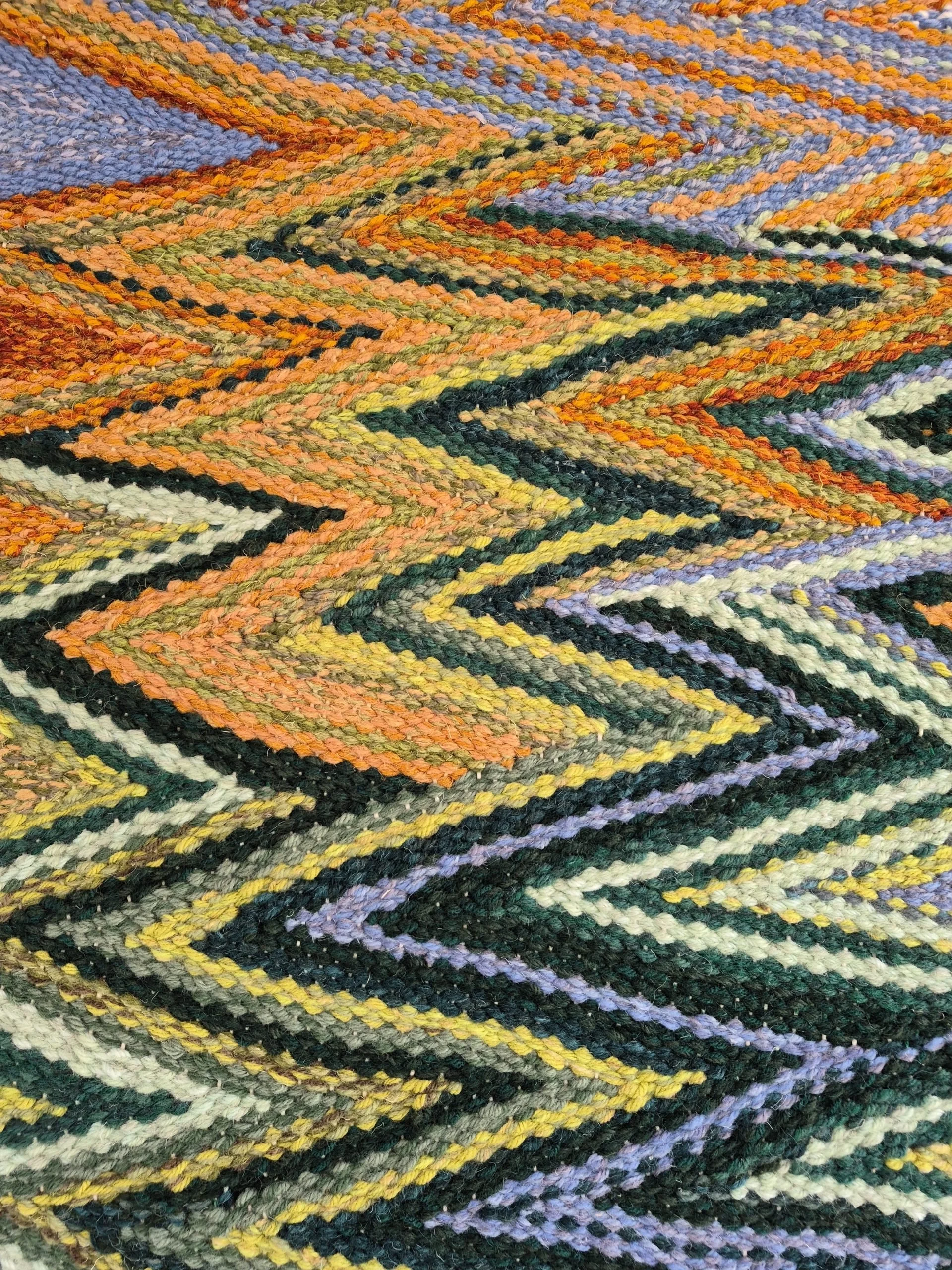 Deatil of handwoven tapestry by Frances Crowe