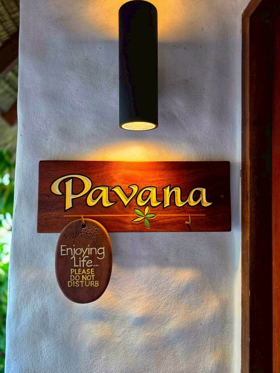 Entrance sign of Villa Pavana, luxury private villa Langkhai Garden Villas Koh Tao