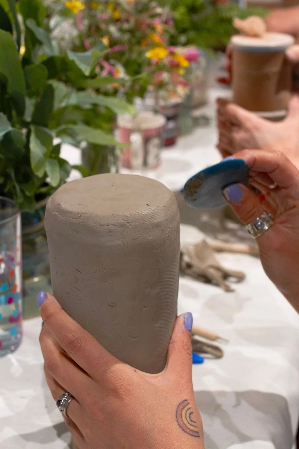 Corporate lunch and learn pottery workshop focused on wellbeing, creativity, and stress reduction