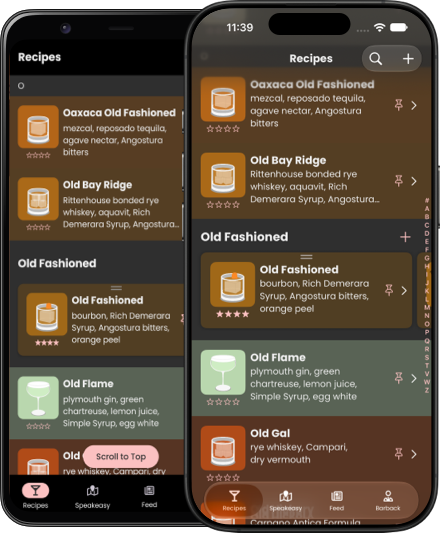An image depicting the recipe list on the Apple iPhone and Google Pixel