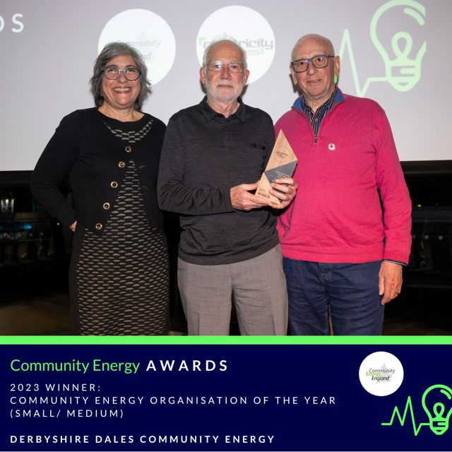 DDCE board members receiving the Community Energy England award