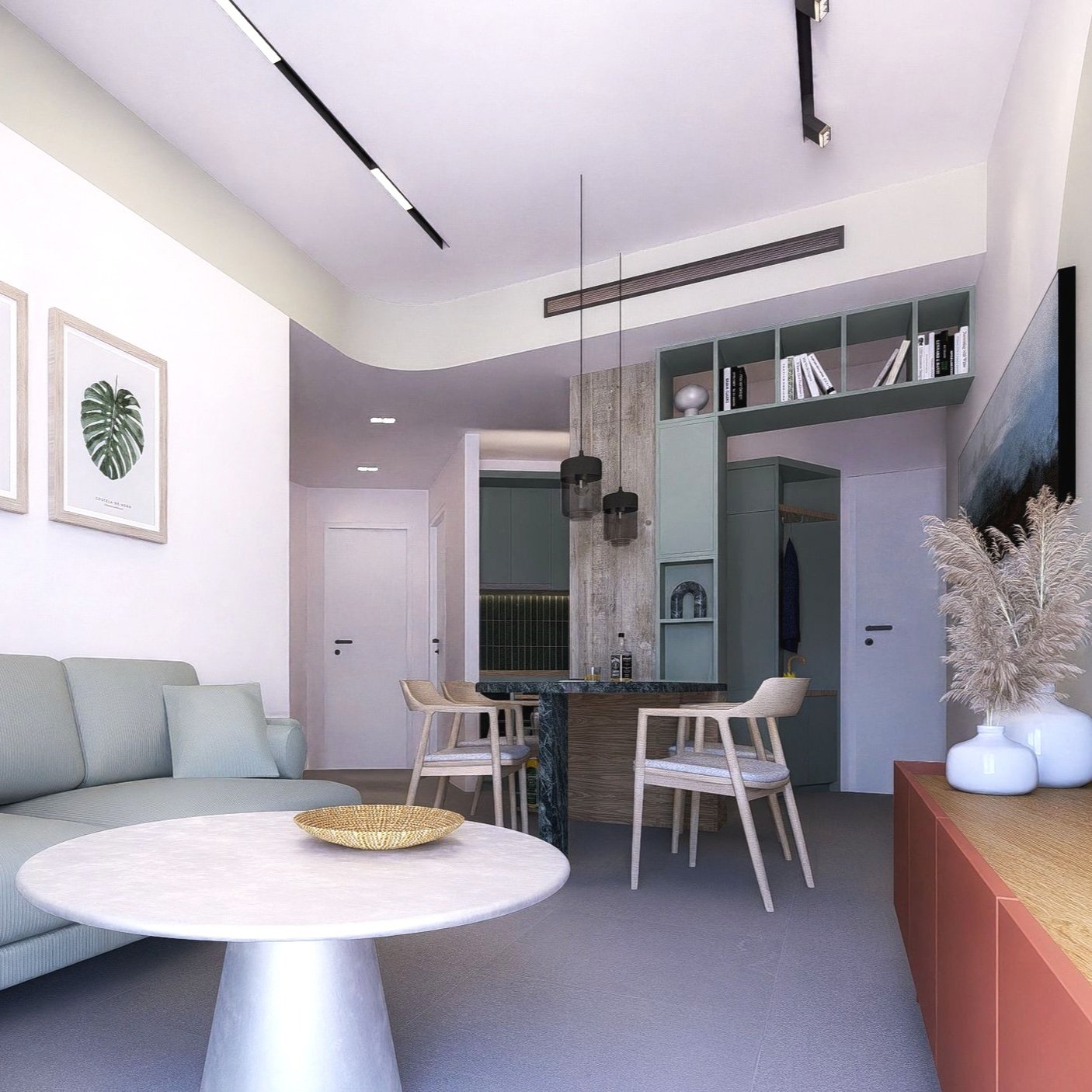 Shades of green-Apartment renovation, Athens