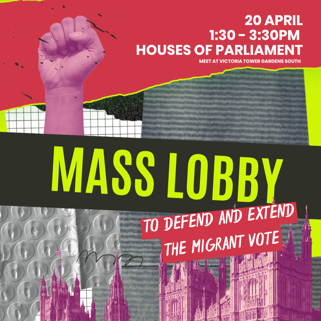 As the voter registration deadline looms, UK residents host Mass Lobby Day to demand Votes for All