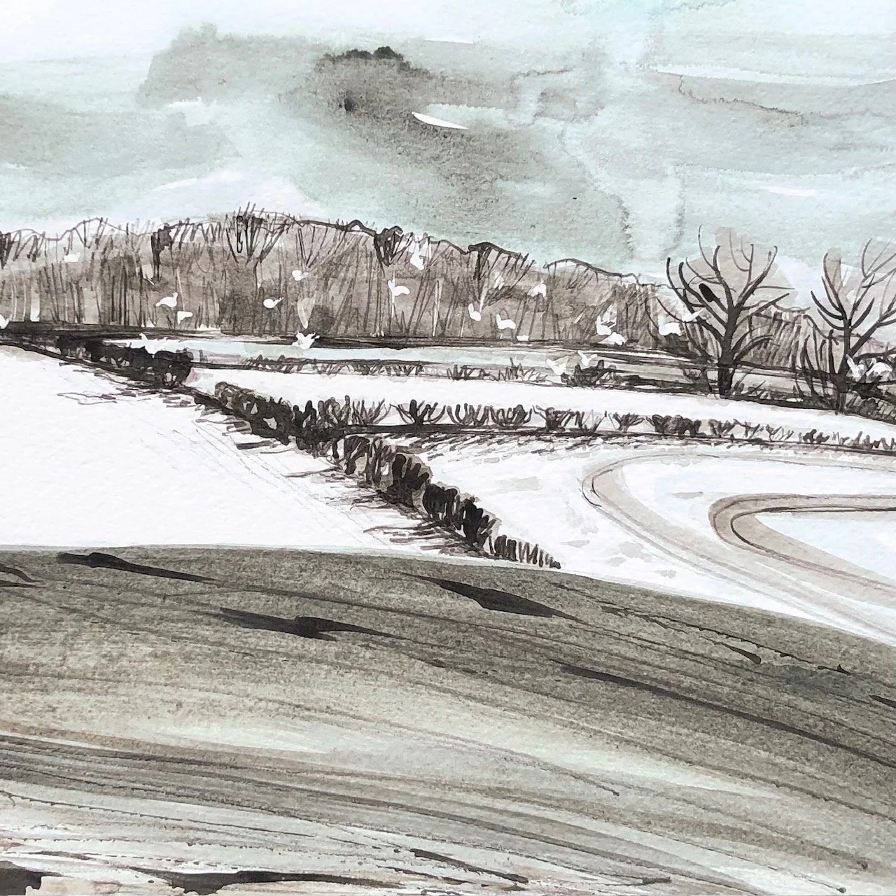 Snow and Seagulls Giclèe