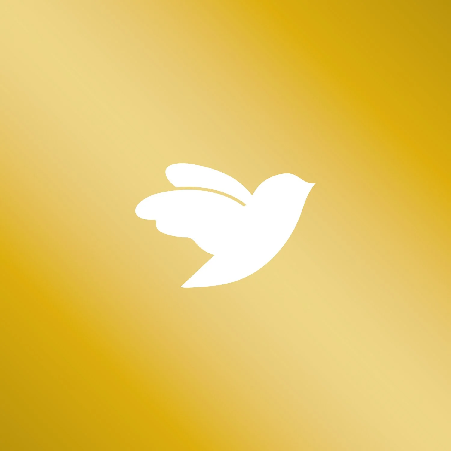 White bird silhouette on golden background