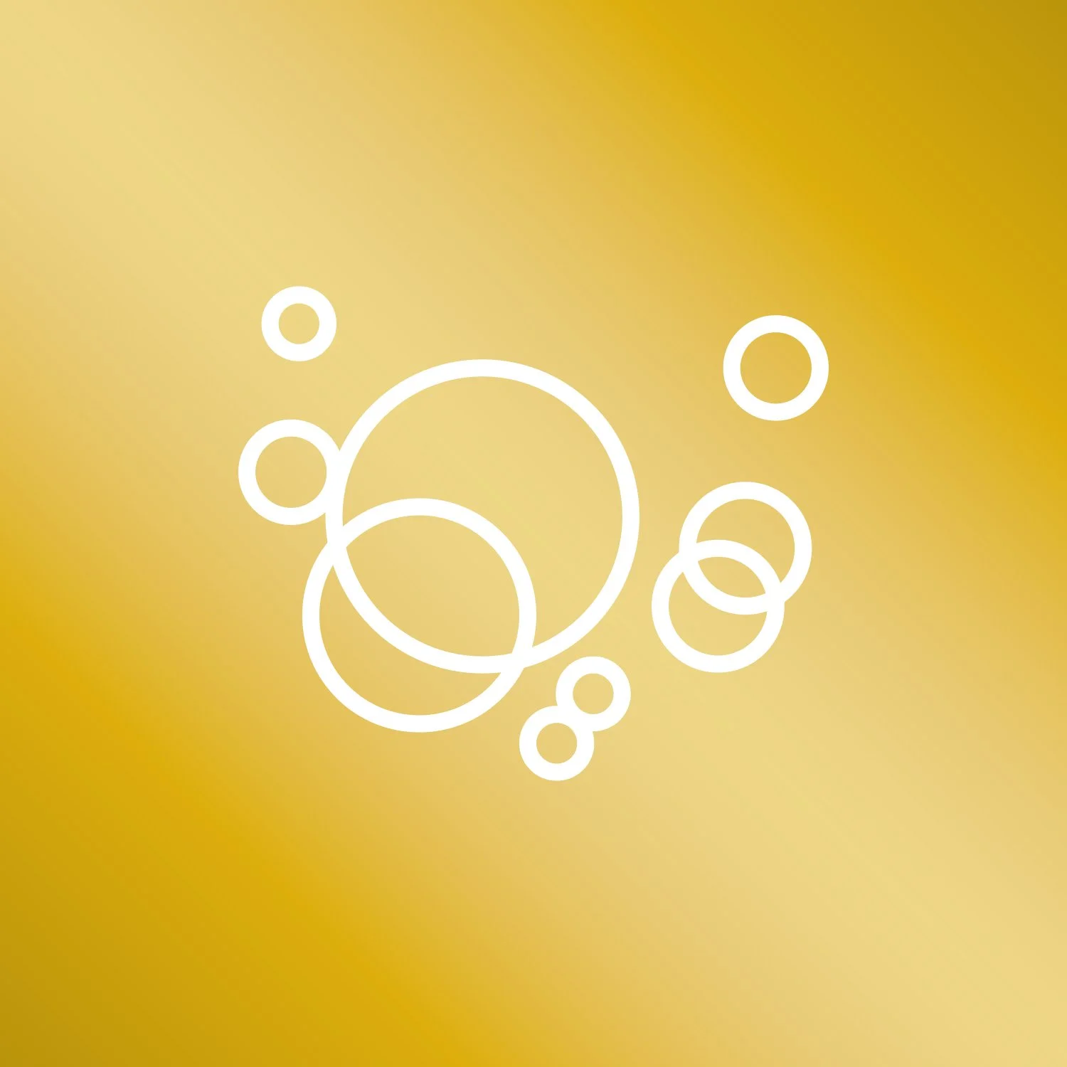 Abstract white circles on a gold gradient background.