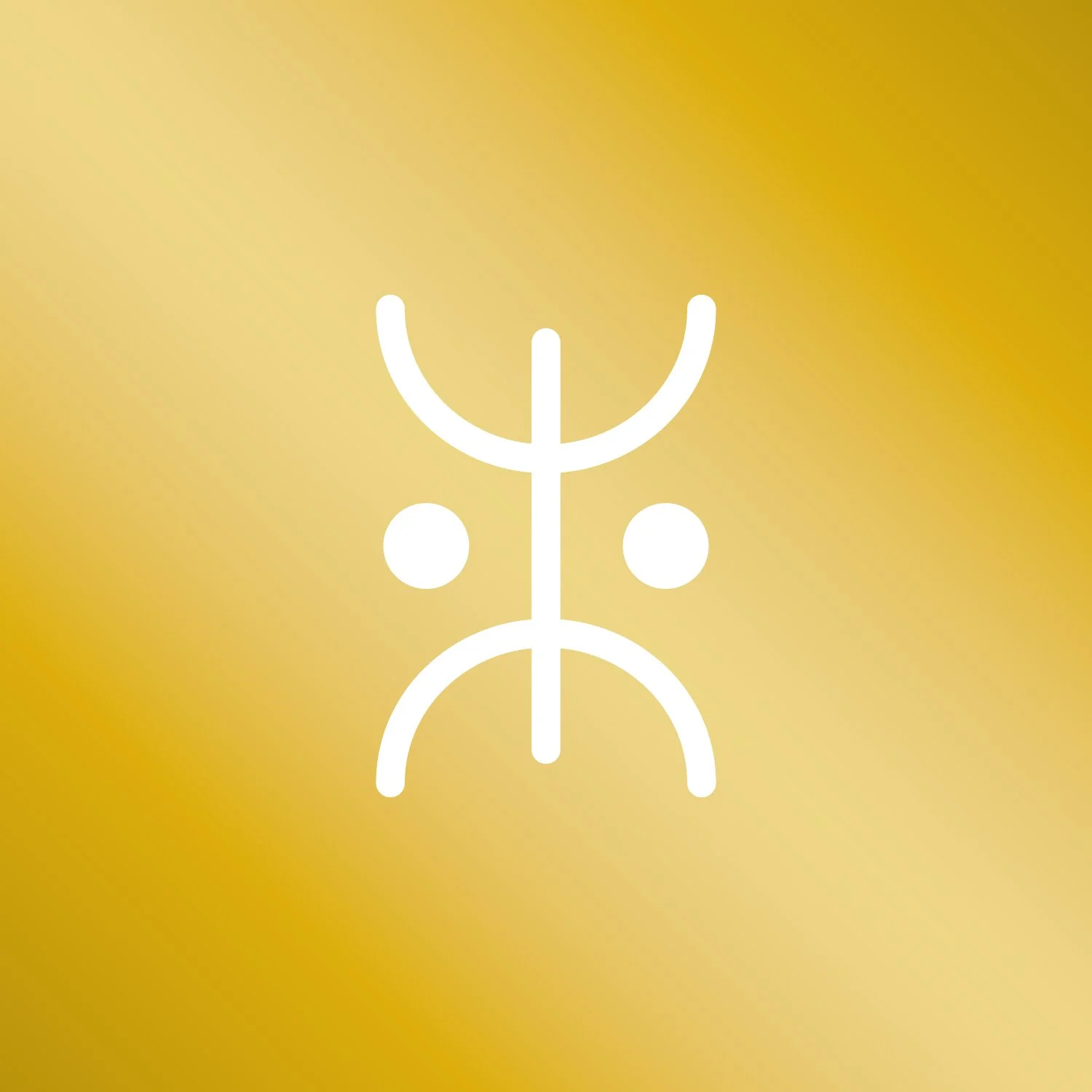 Abstract white symbol on a golden gradient background