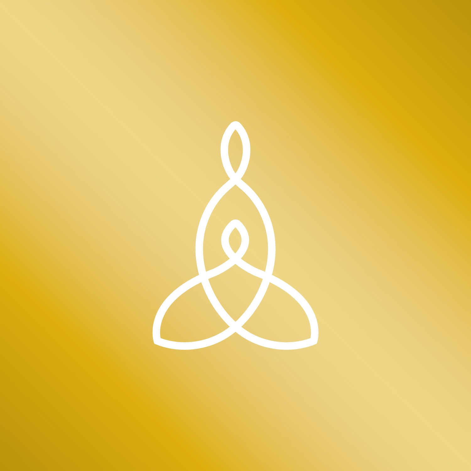 White abstract symbol on golden gradient background
