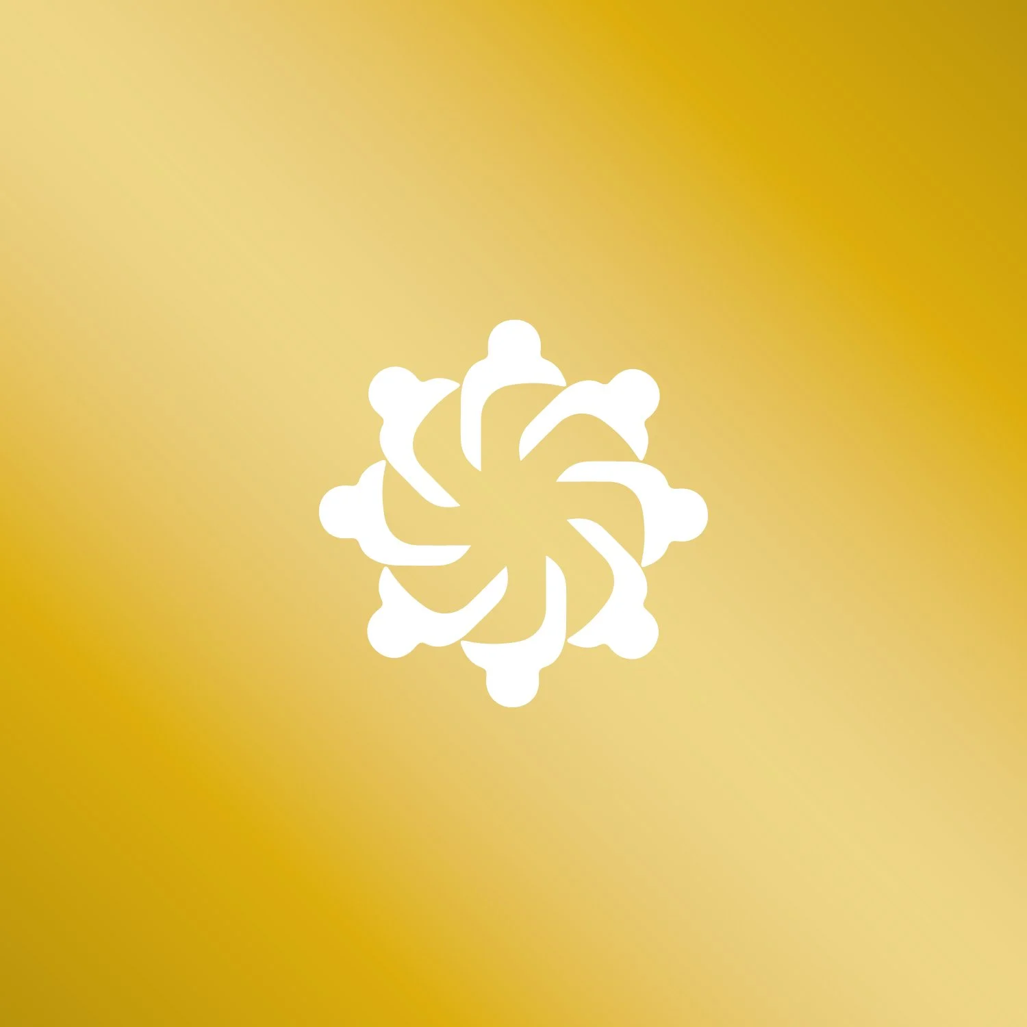 White abstract geometric shape on a golden background
