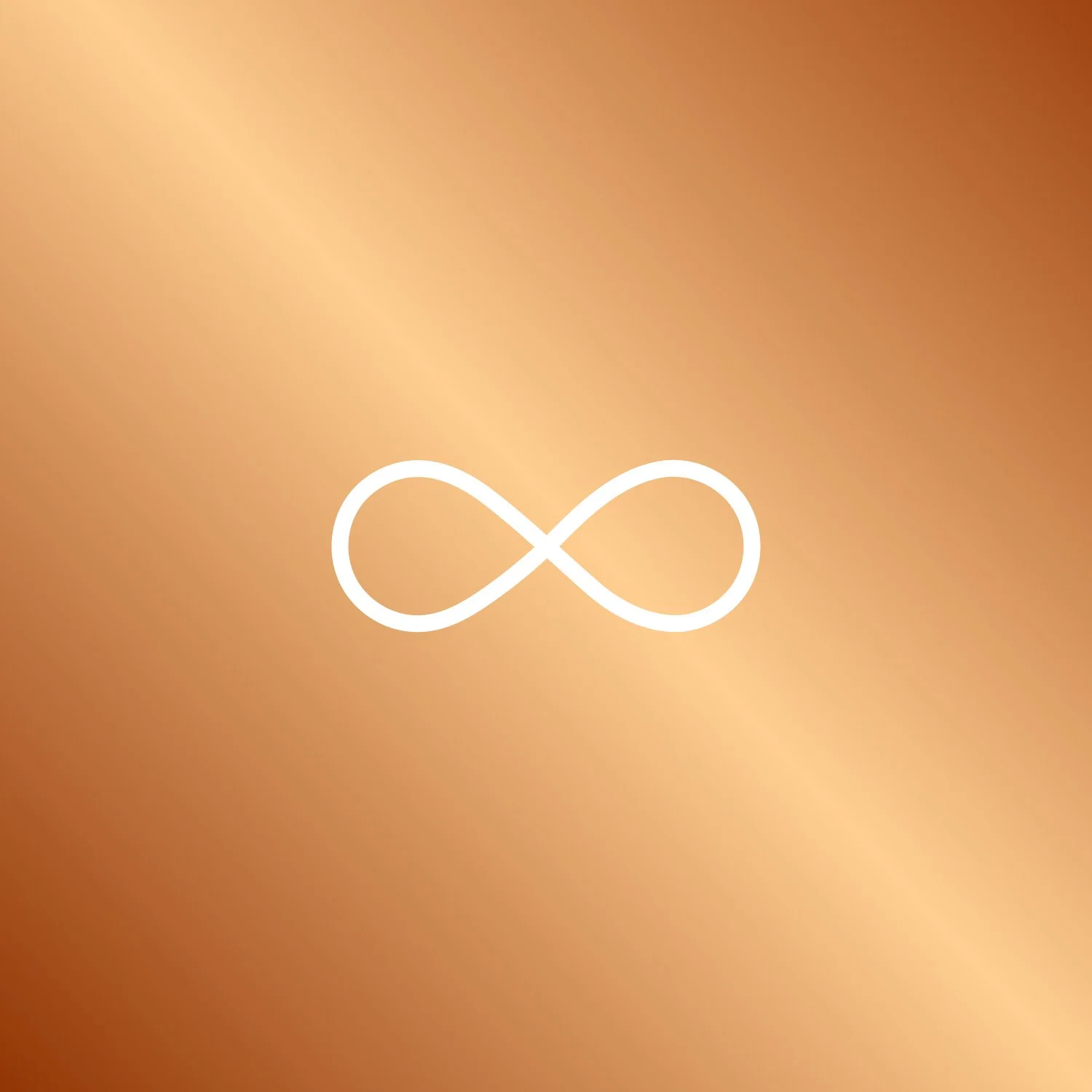 White infinity symbol on a gradient brown background.