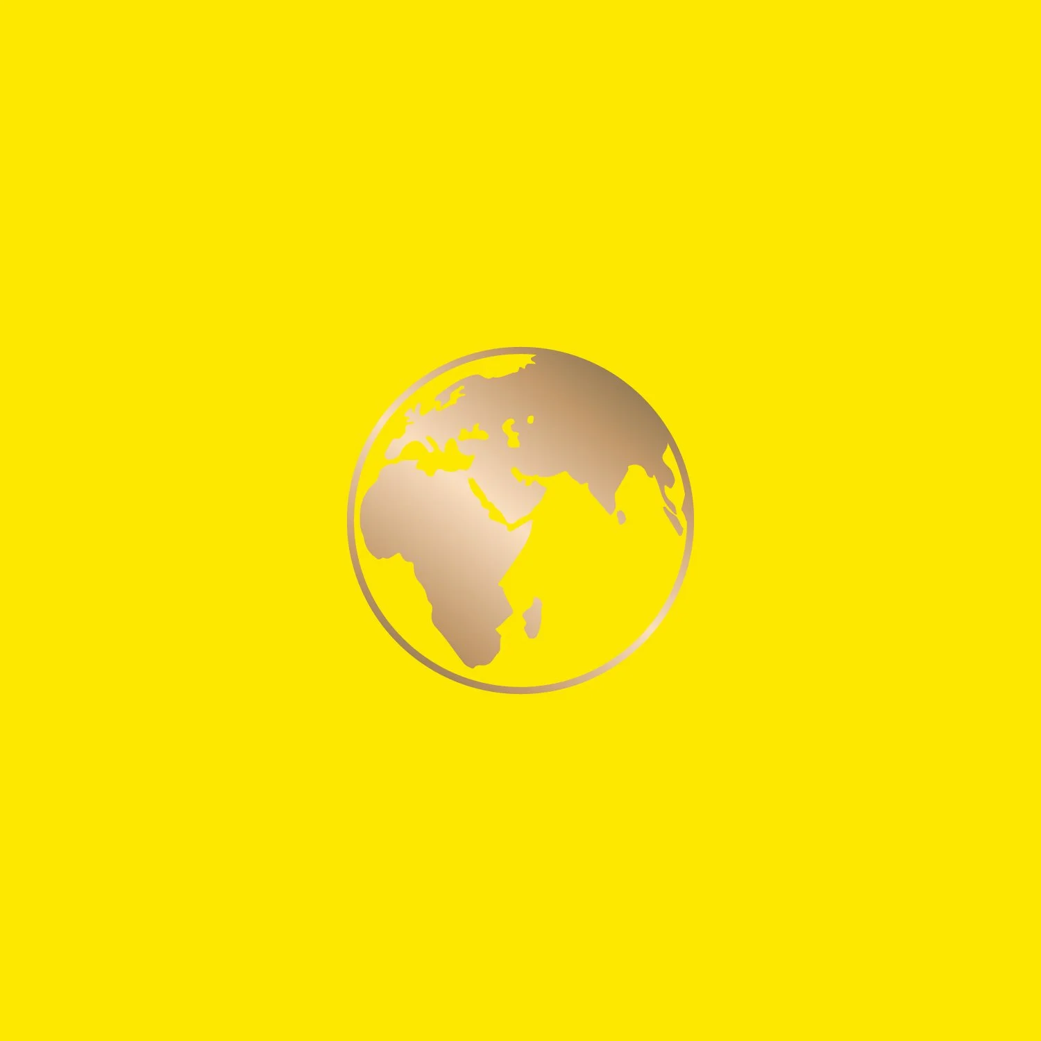 Globe with gold continents on yellow background