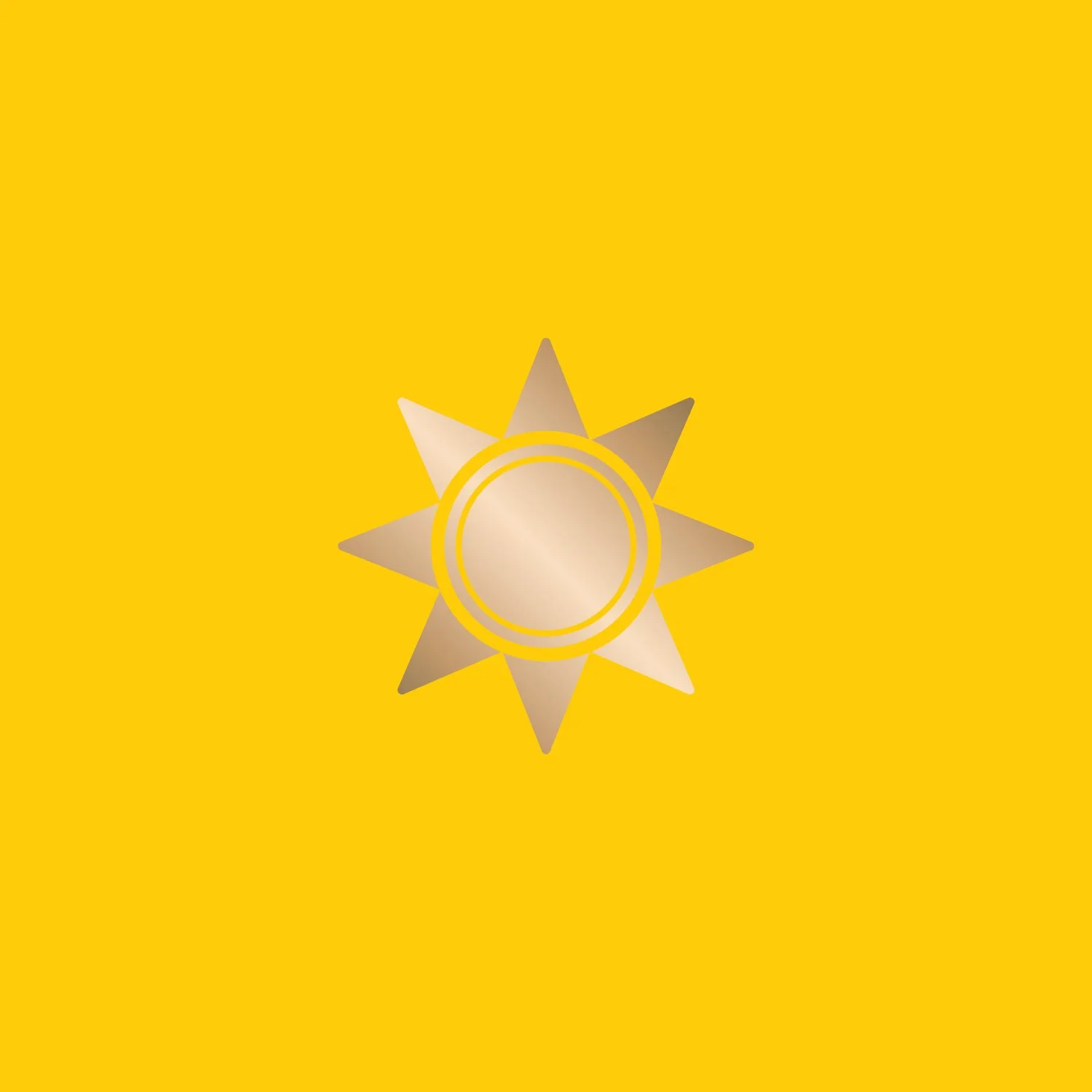 Golden star symbol with circle on yellow background