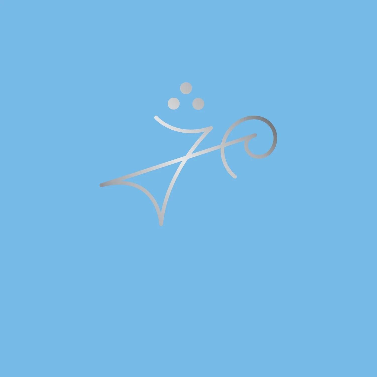 Abstract silver symbol on blue background