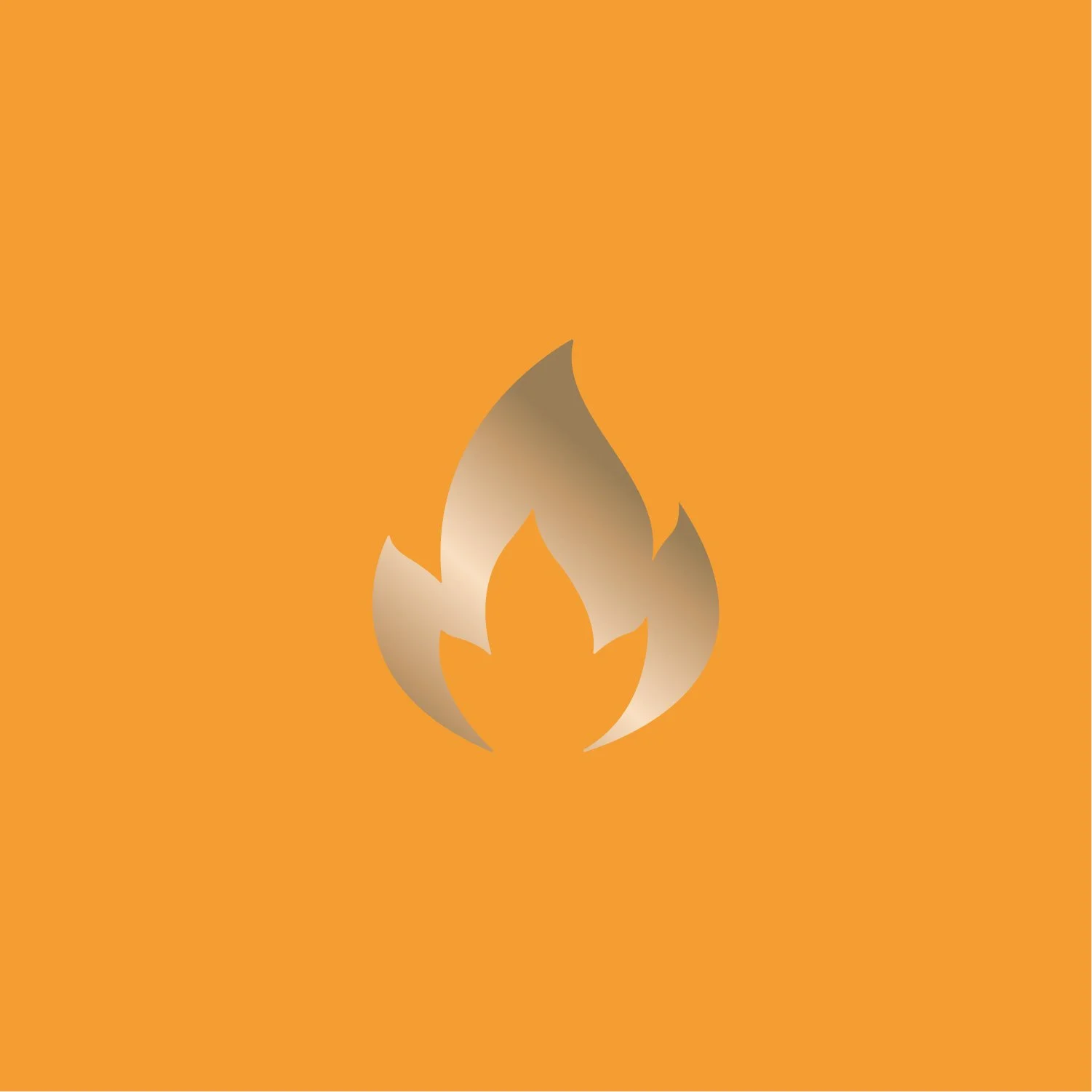 Gold flame icon on orange background
