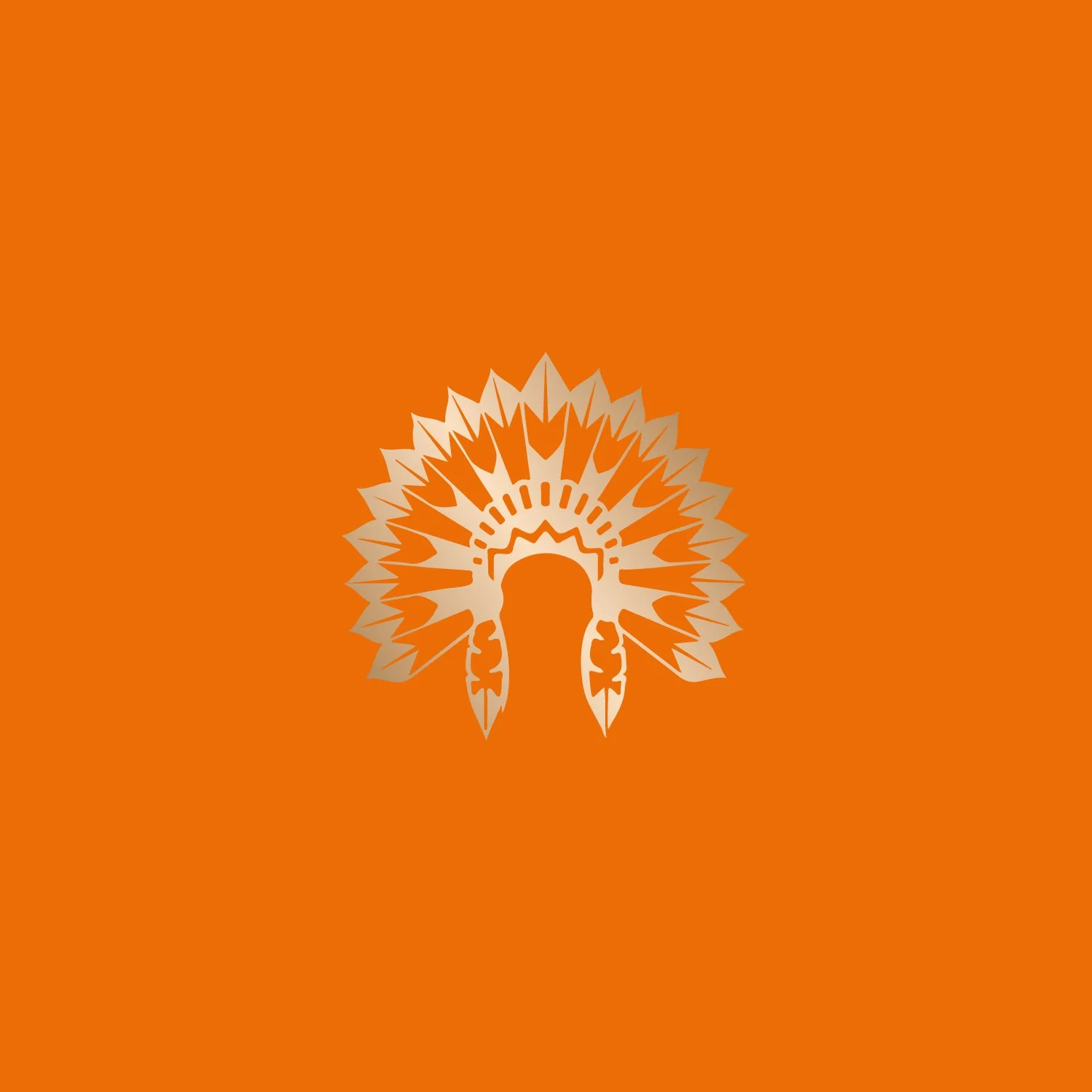 Gold headdress silhouette on orange background