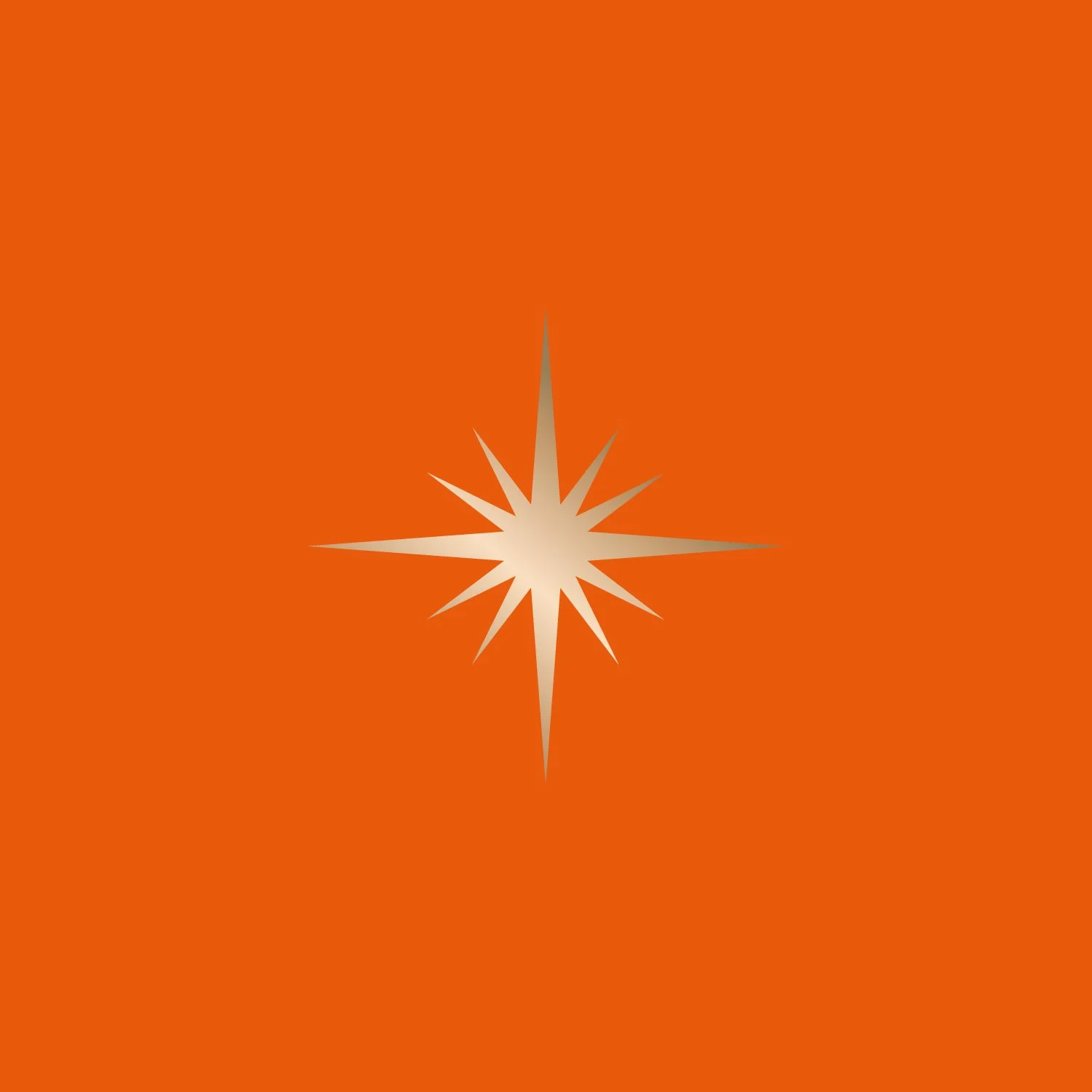 Bright star shape on orange background