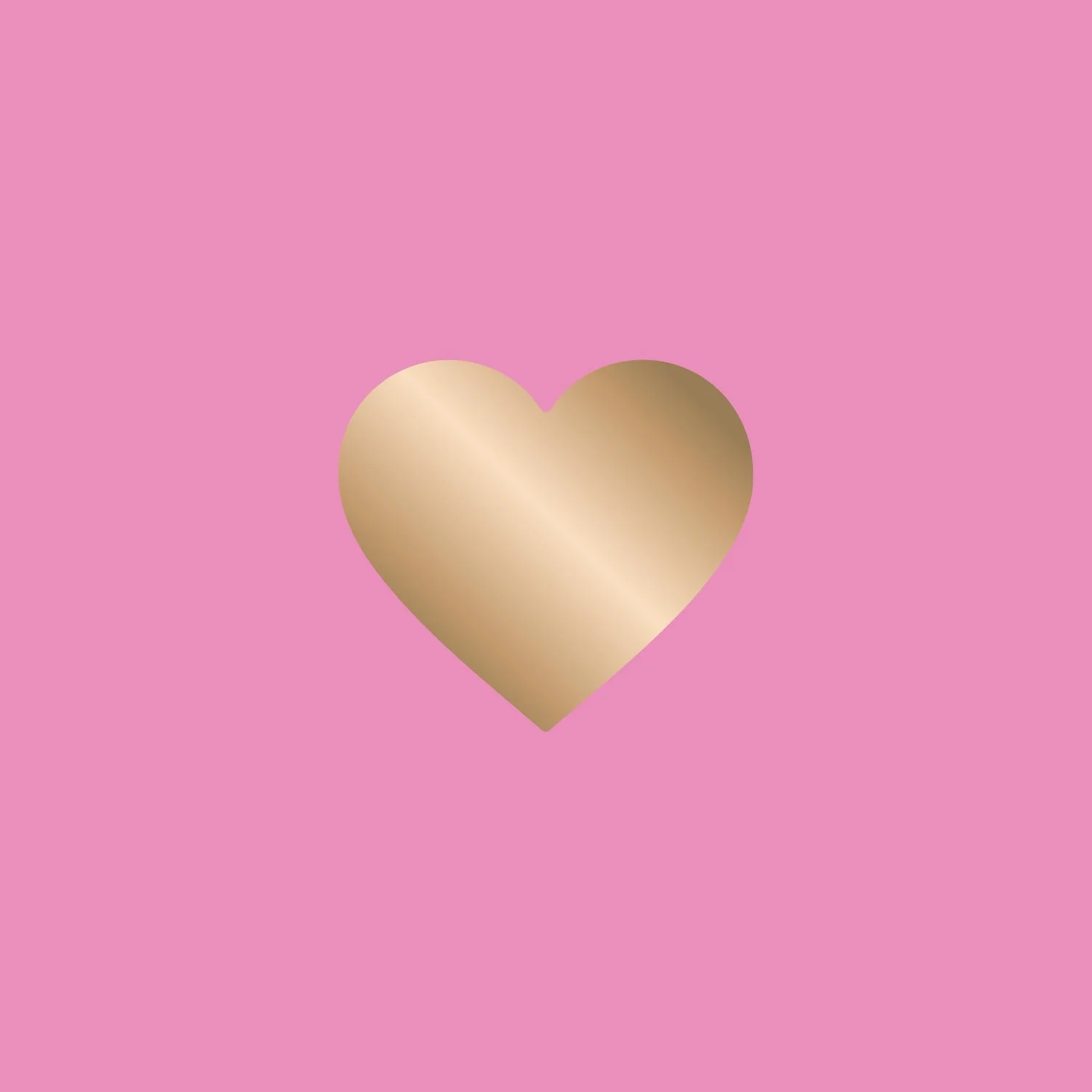 Gold heart on pink background