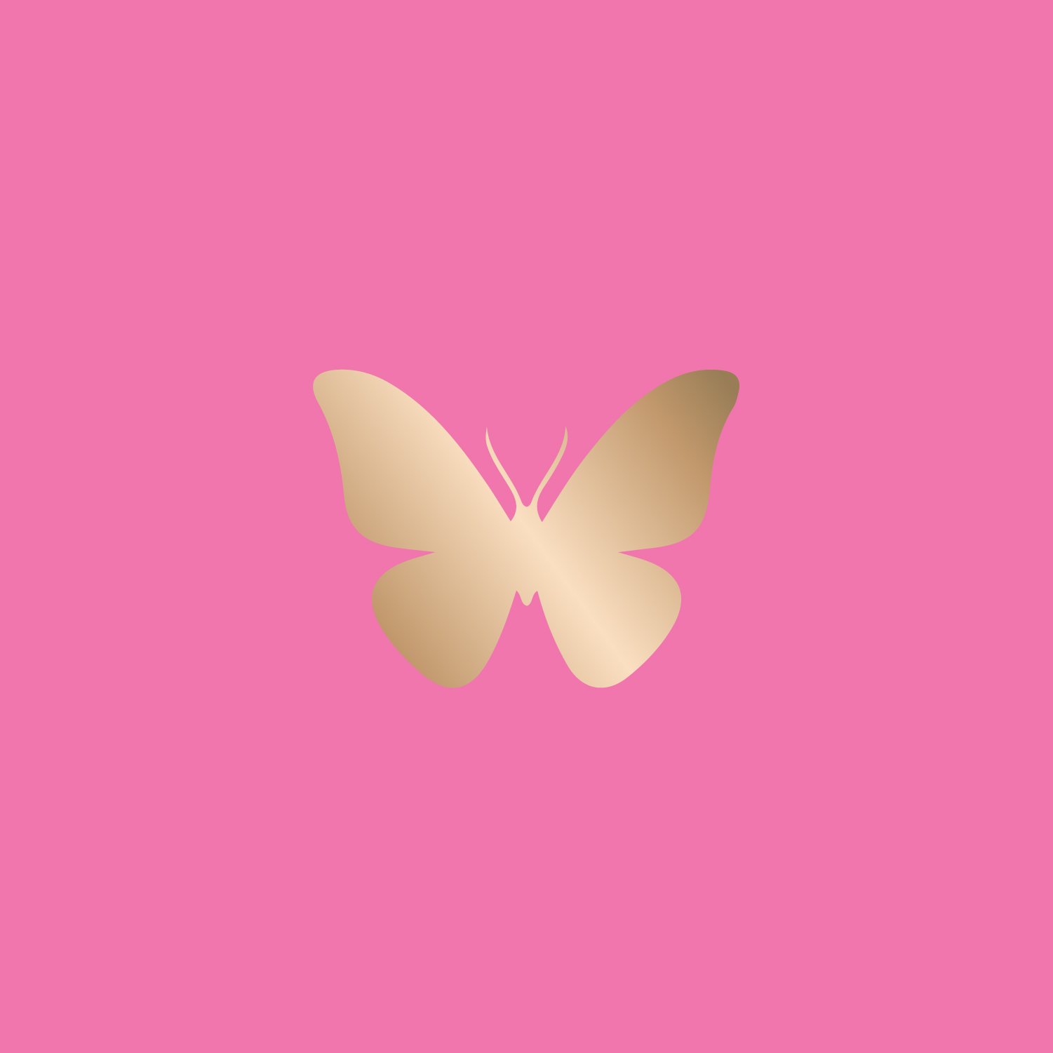 Gold butterfly silhouette on pink background